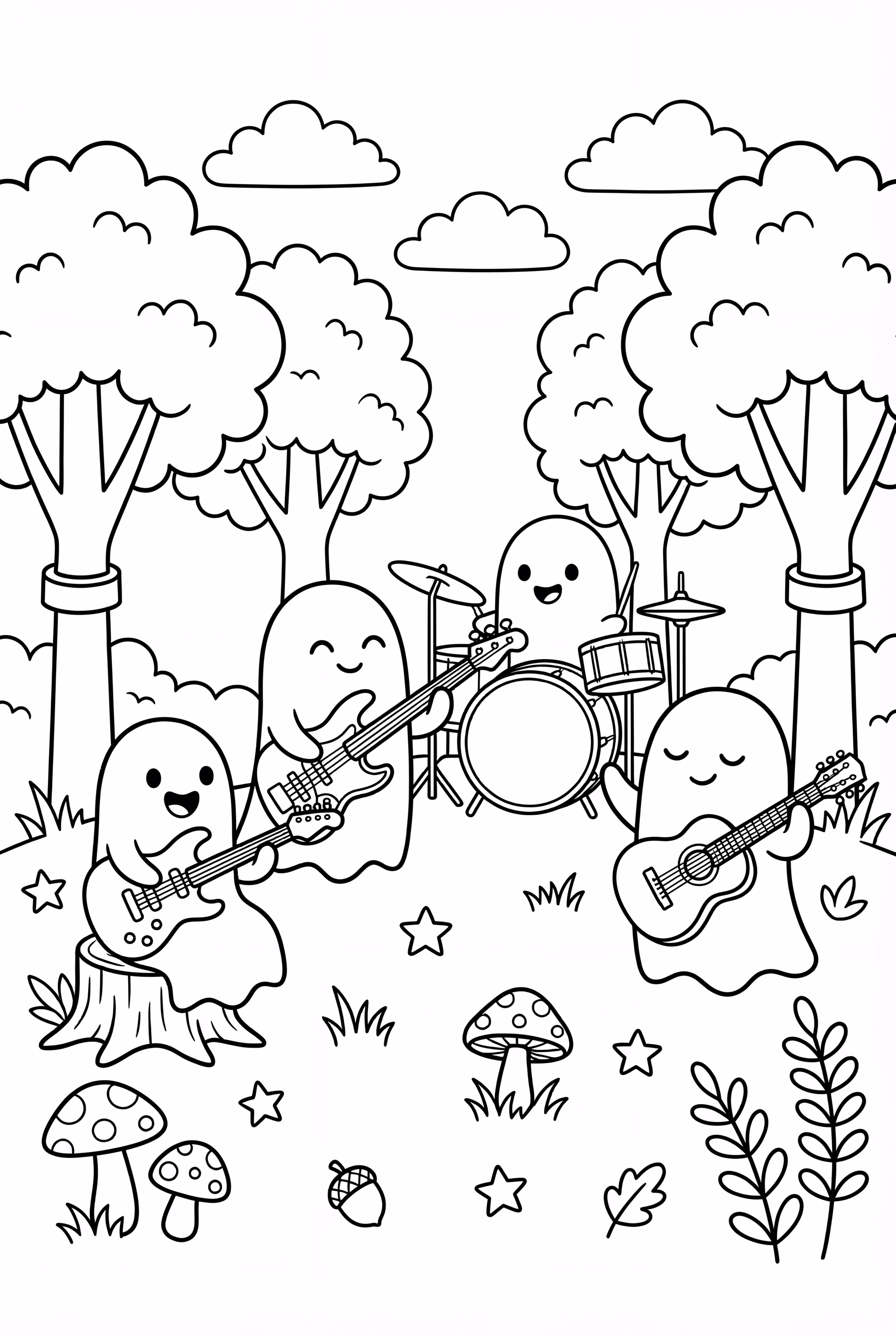 Ghost Band Playing Music in the Woods