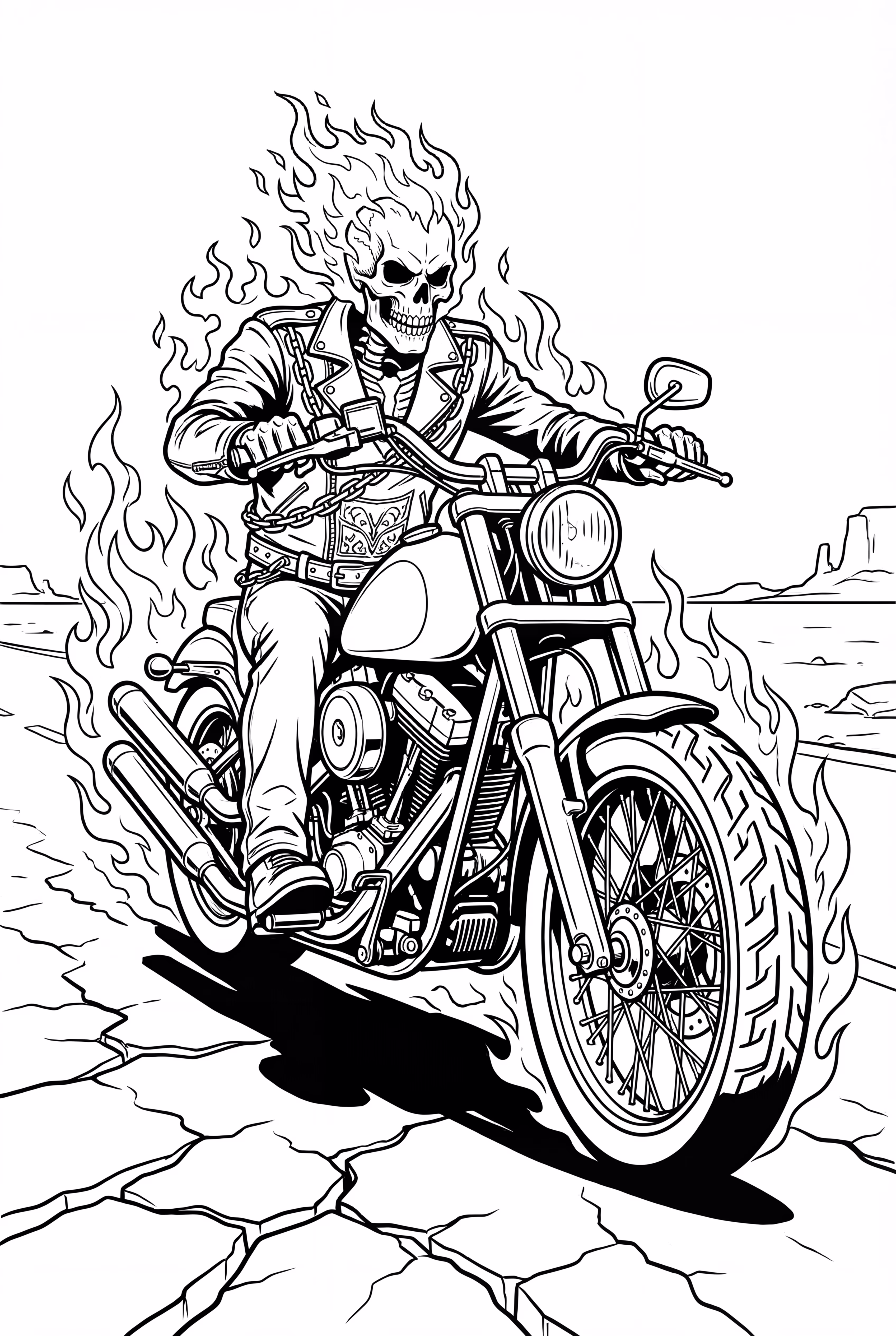 Ghost Rider on a Flaming Motorcycle