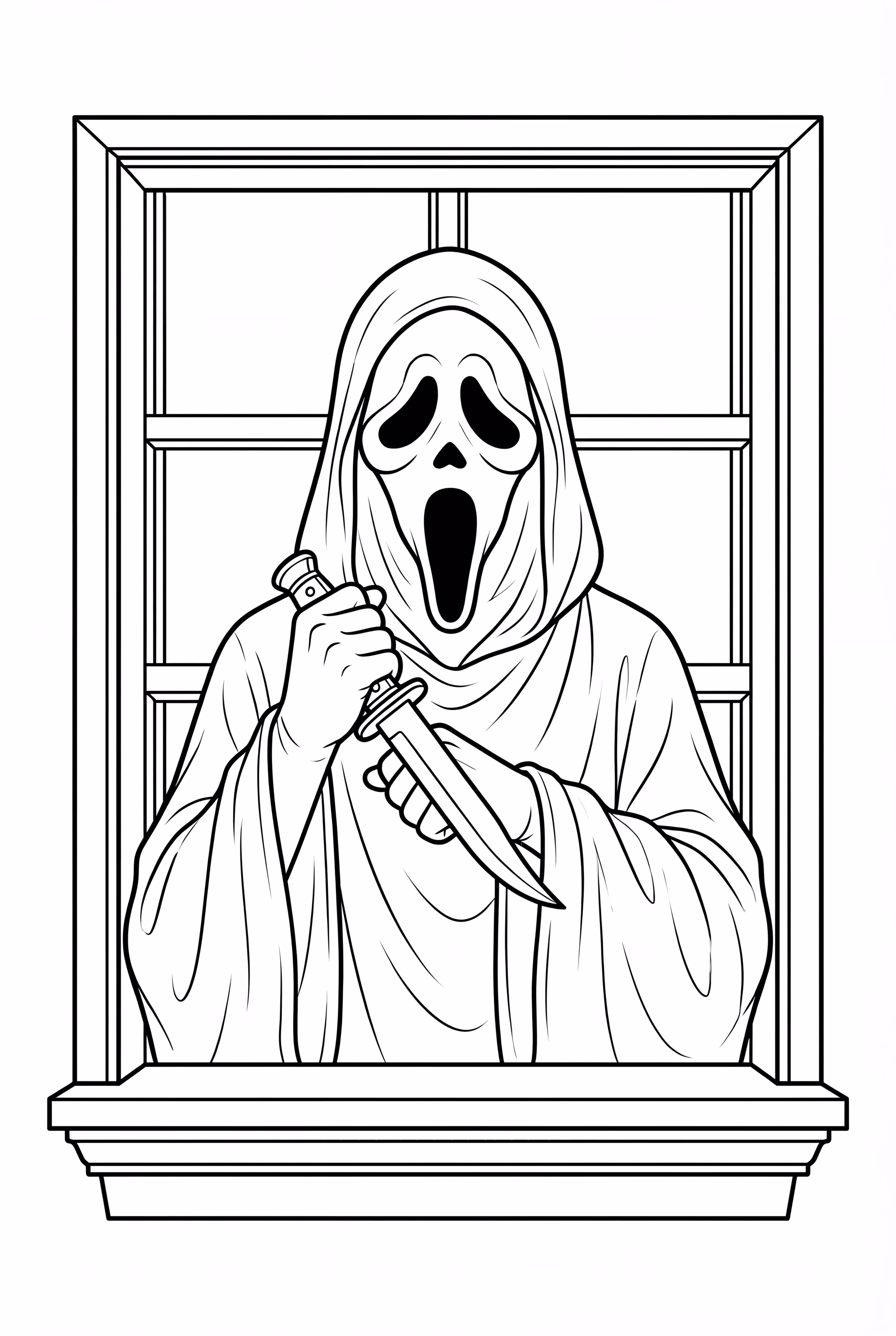 Ghostface apareciendo en un marco de ventana