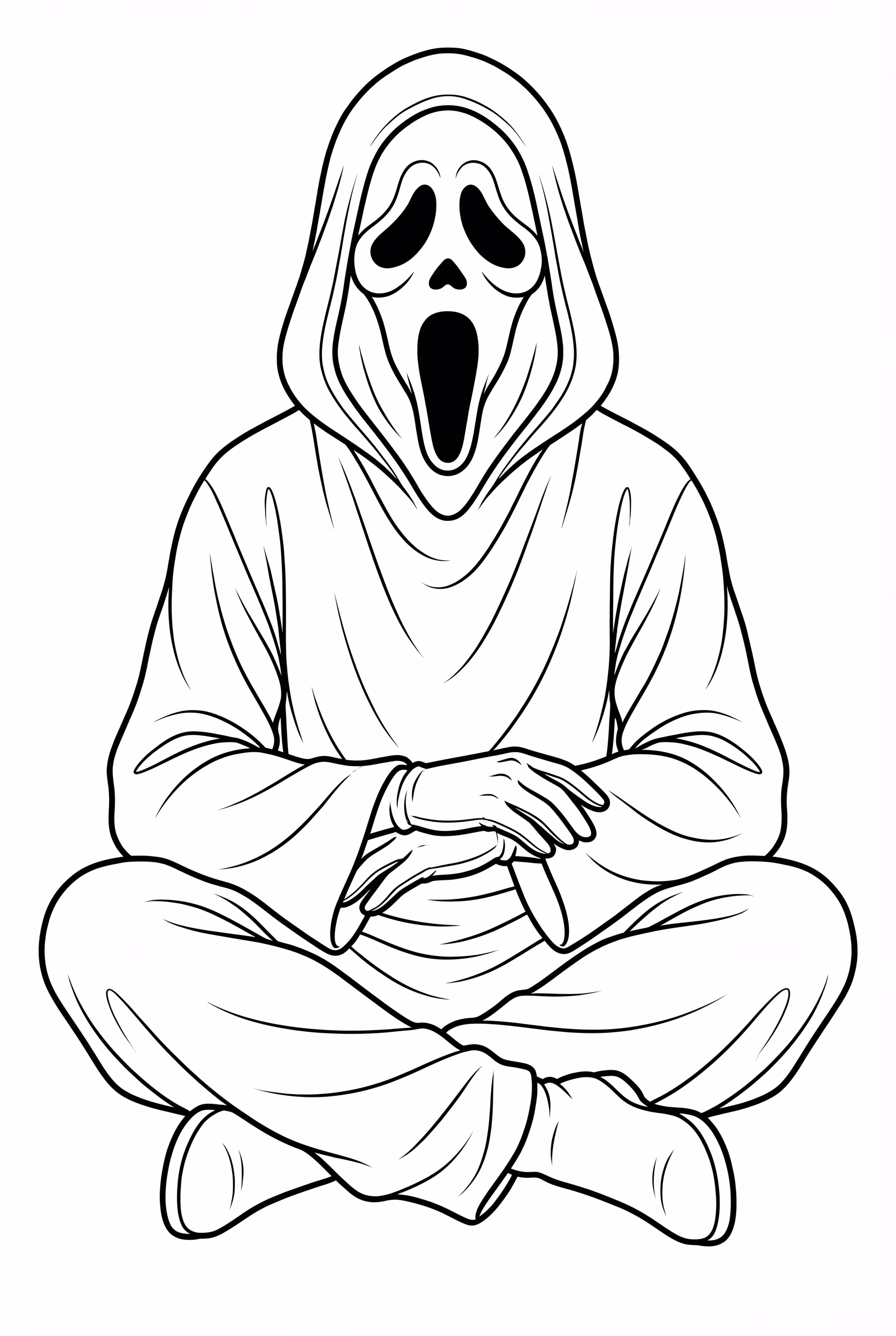 Ghostface Sitting Cross-legged