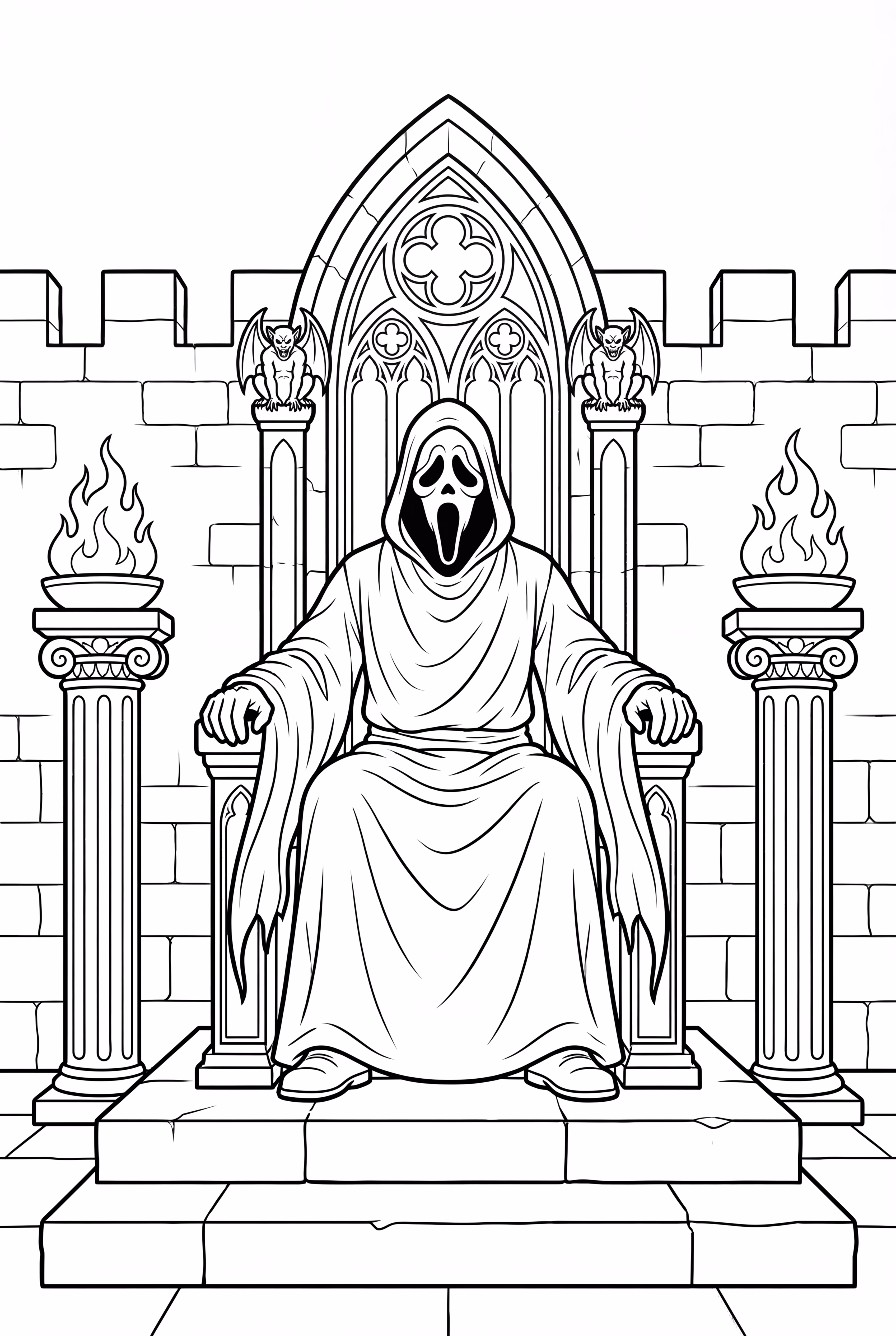 Ghostface assis sur un trône sombre