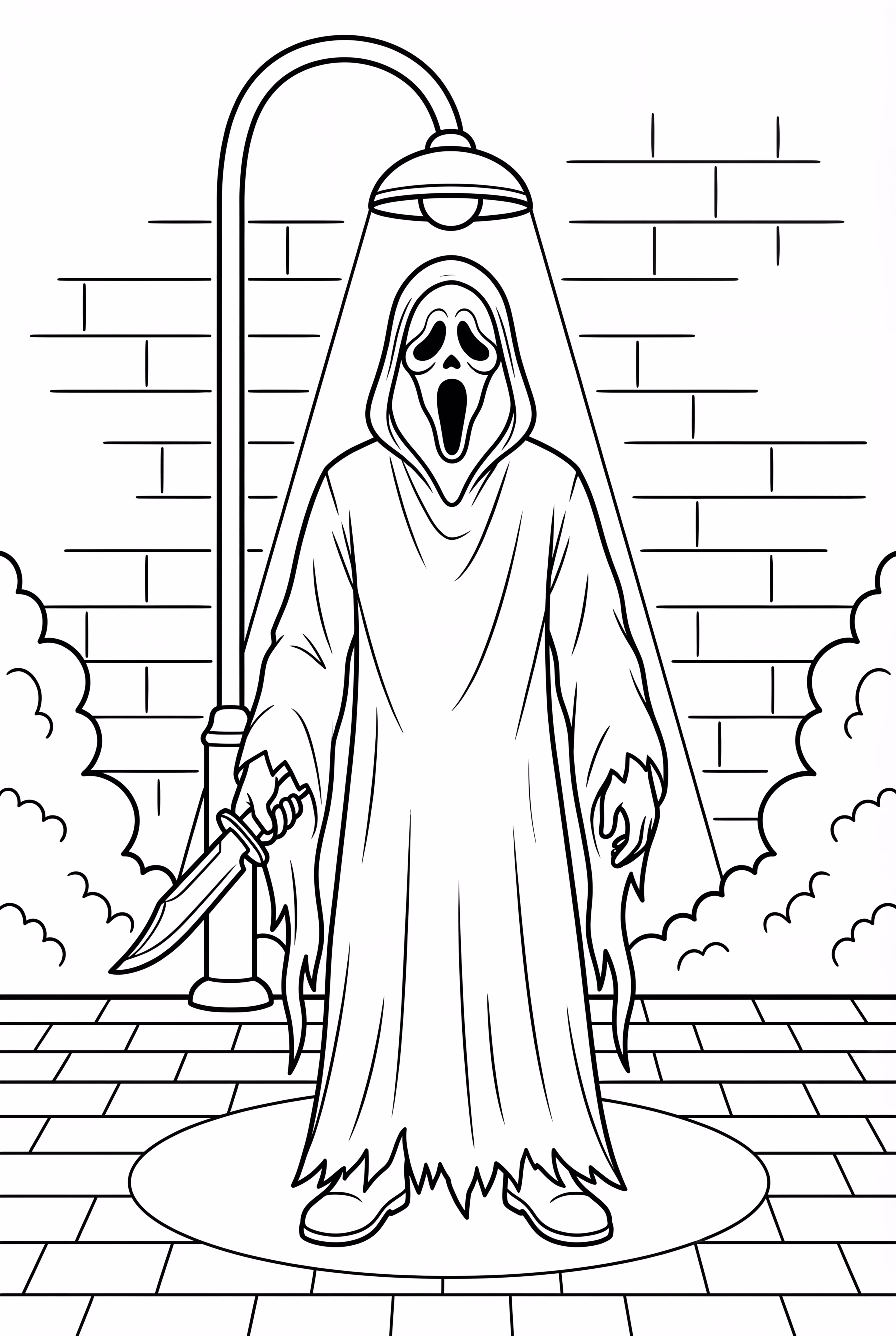 Ghostface Standing Under A Streetlight