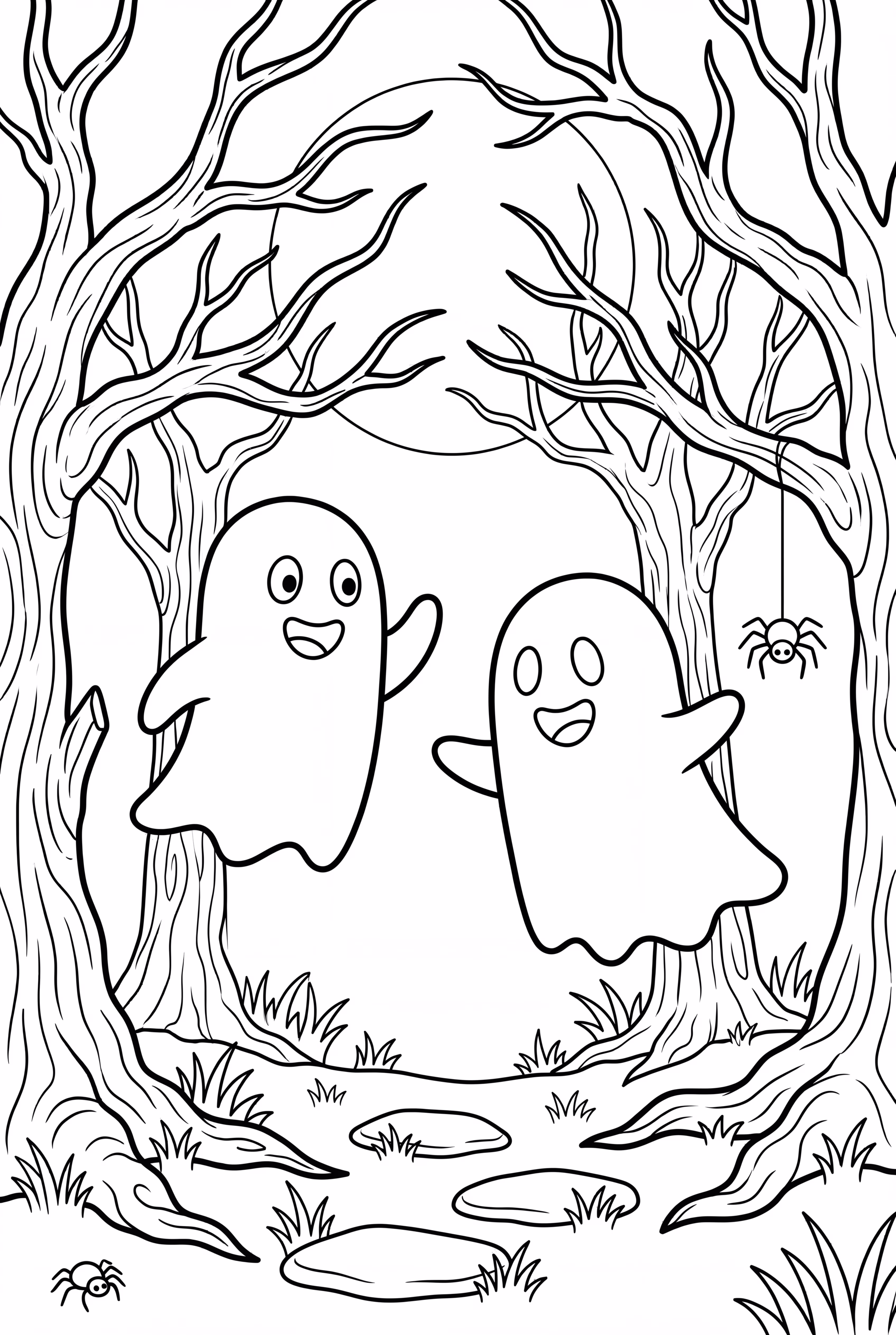 Ghostly Figures in a Foggy Forest