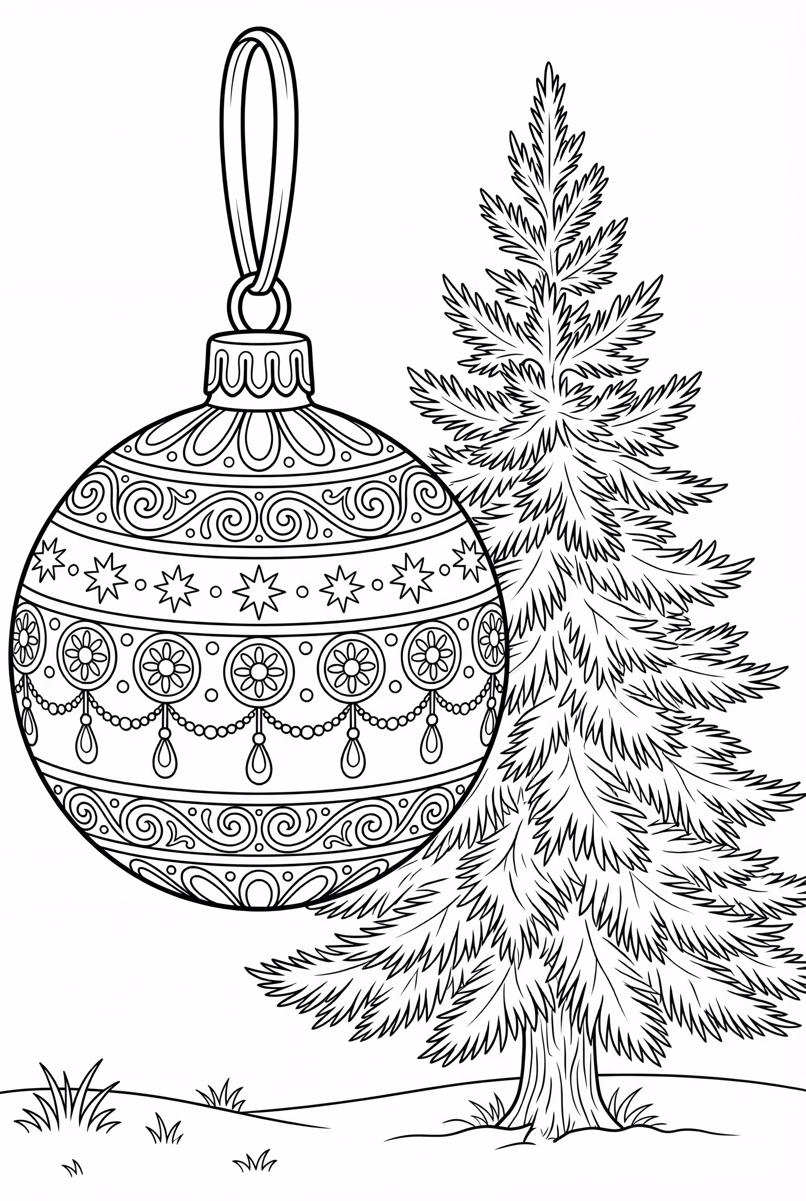 巨型圣诞饰品和圣诞树