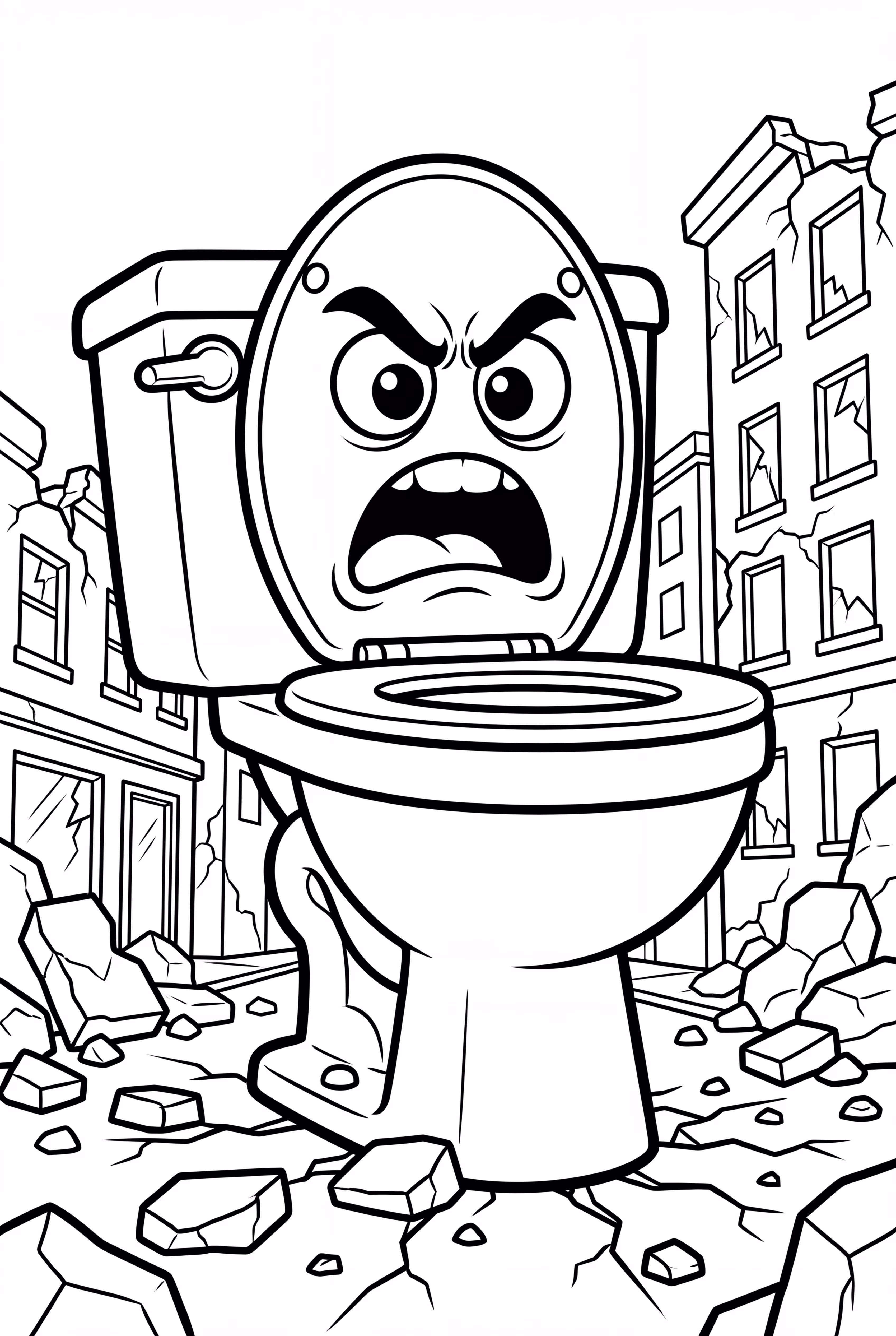 Tour Géante de Toilettes Skibidi dans une Ville Détruite