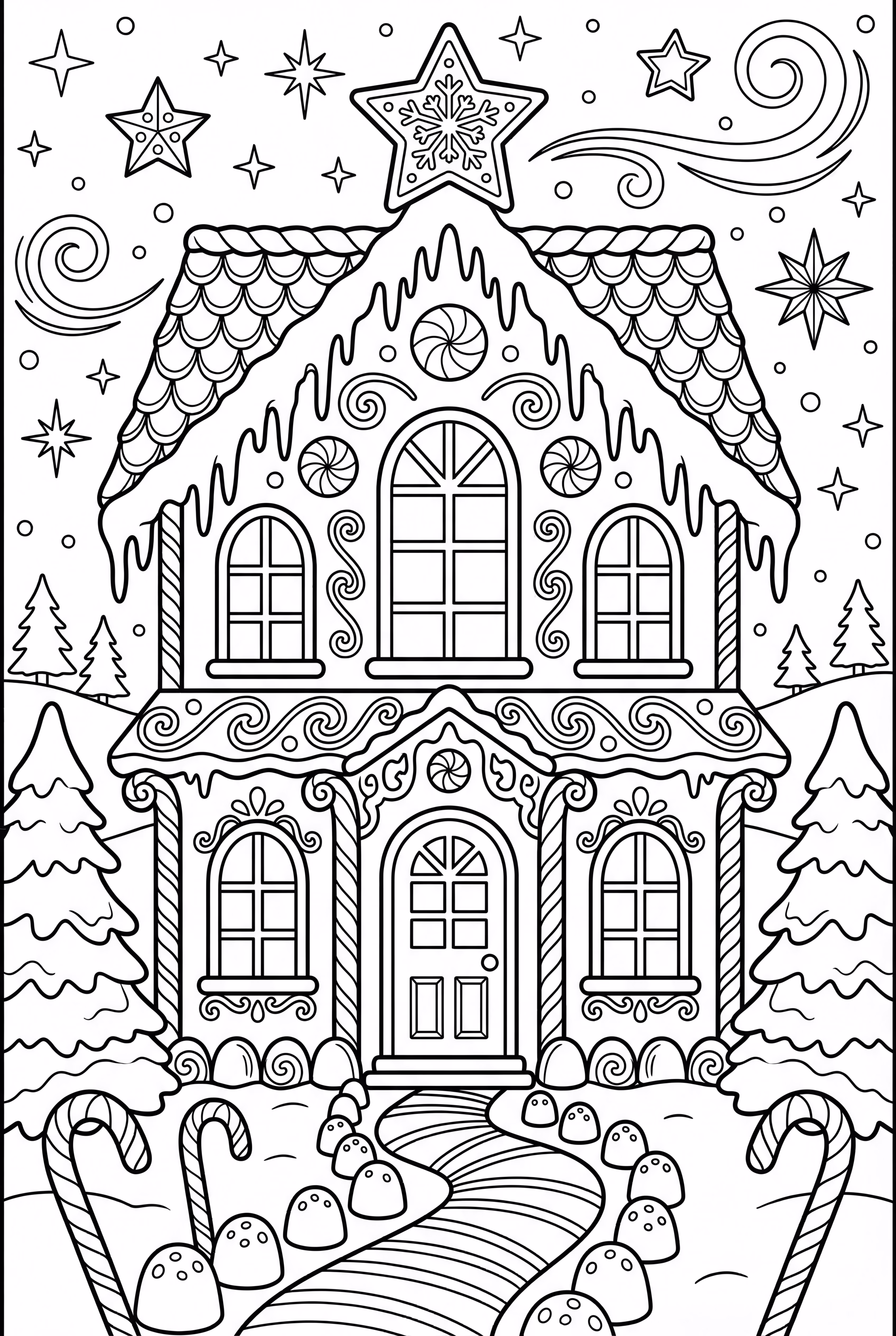 Gingerbread House In A Magical Winter Wonderland