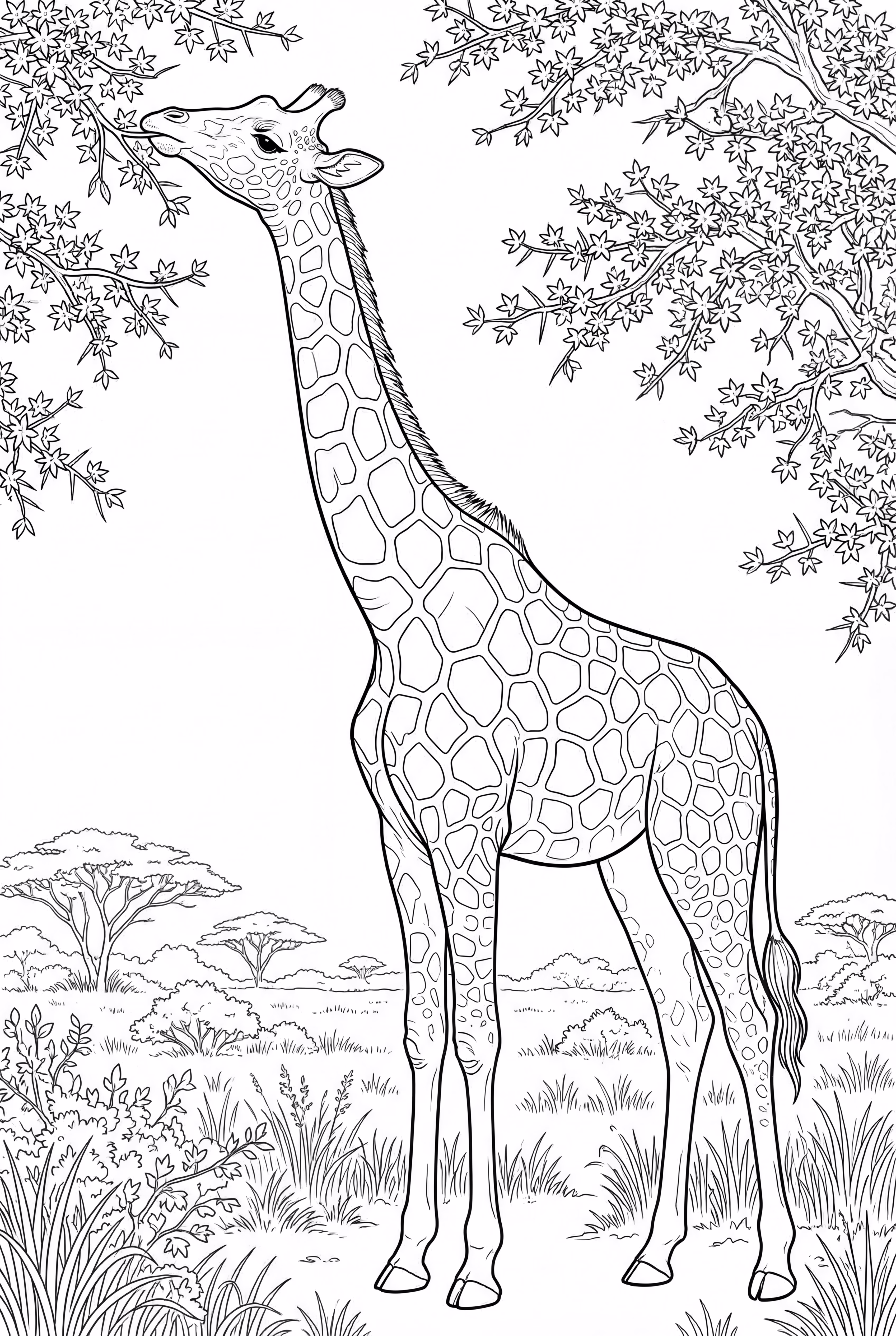 Girafe mangeant des feuilles d'un arbre