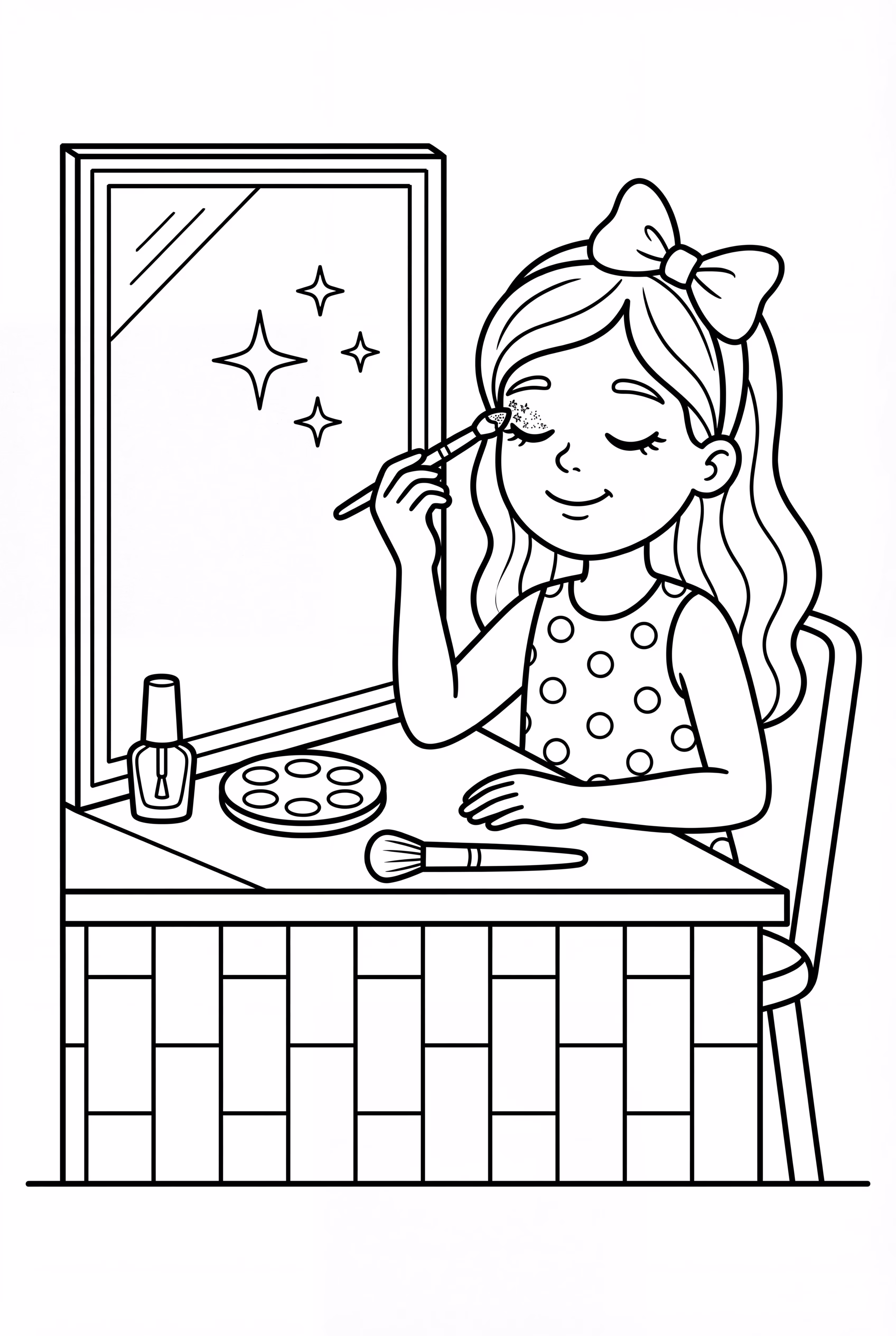 Girl Applying Glitter To Eyelids Carefully