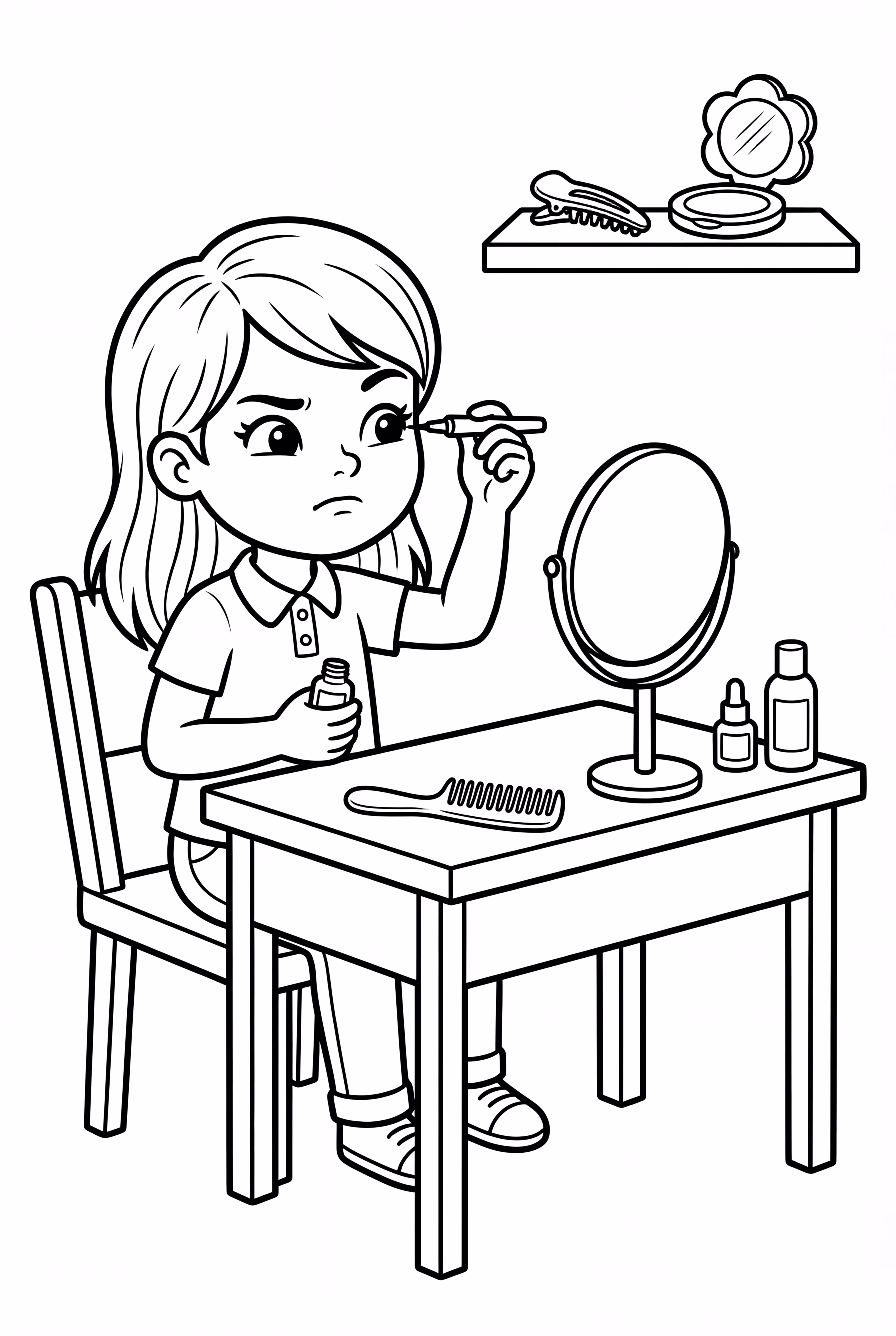 女孩稳稳地涂眼线