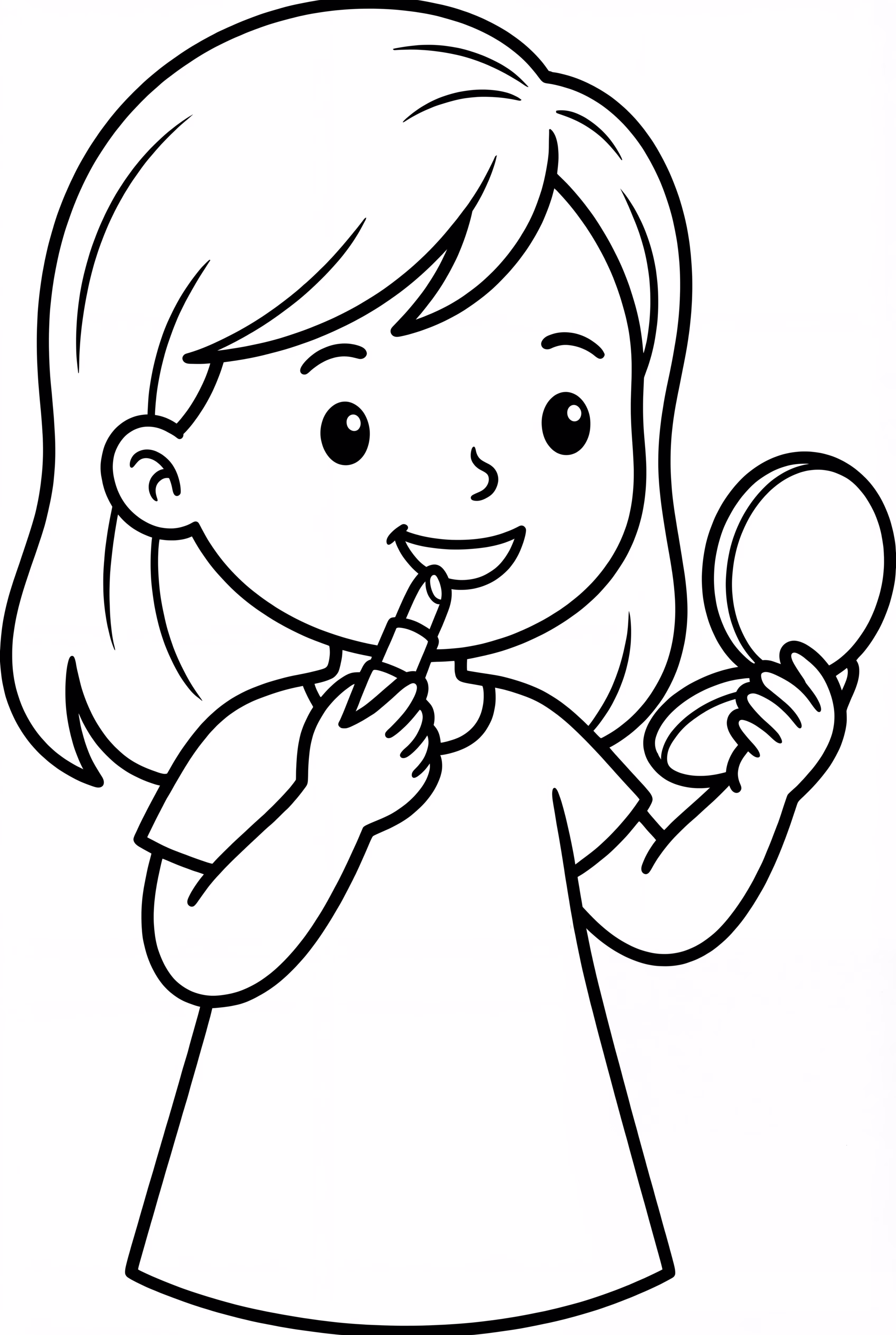 Girl Holding Compact Mirror Checking Lip Color