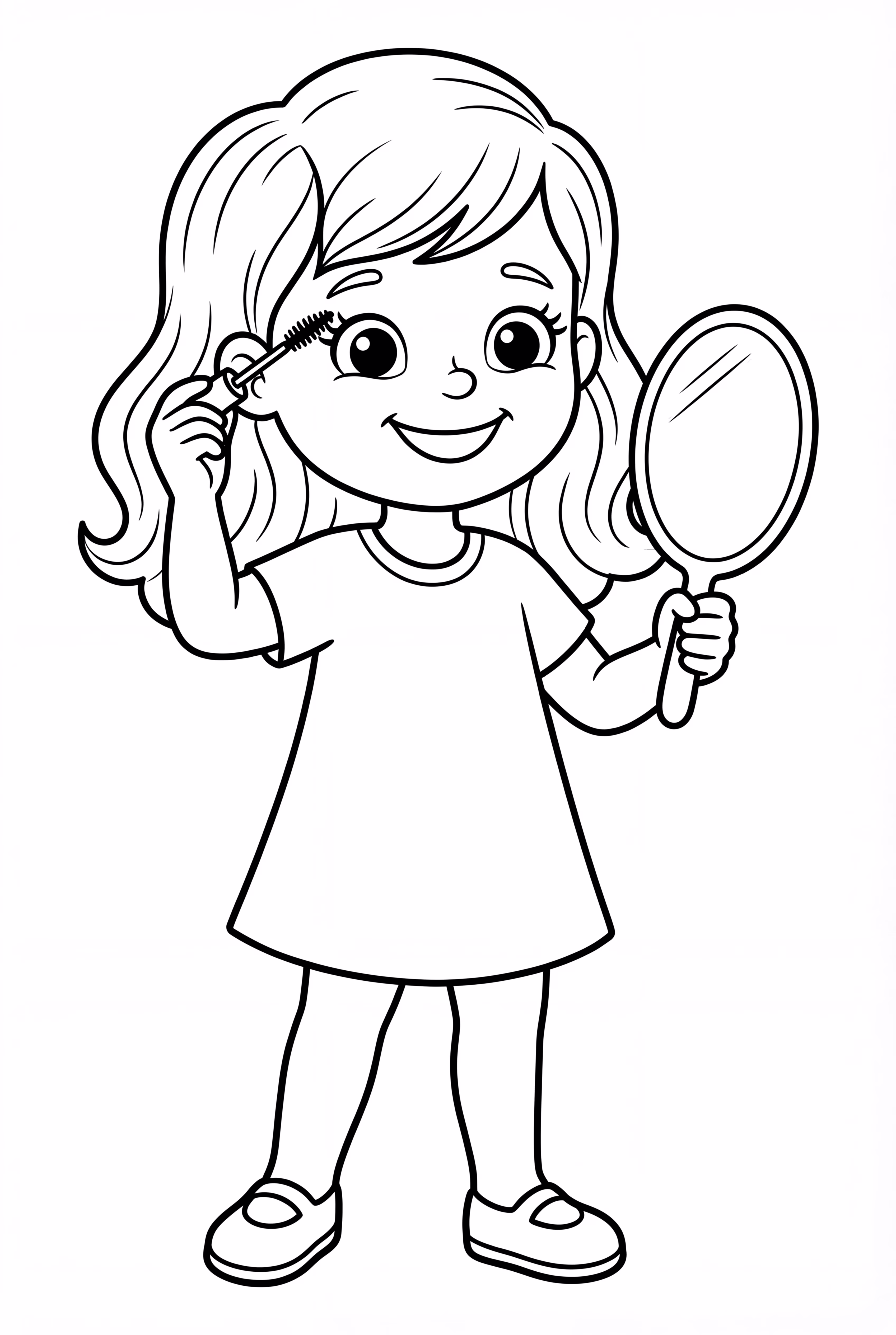 Girl Holding Mirror While Using Makeup