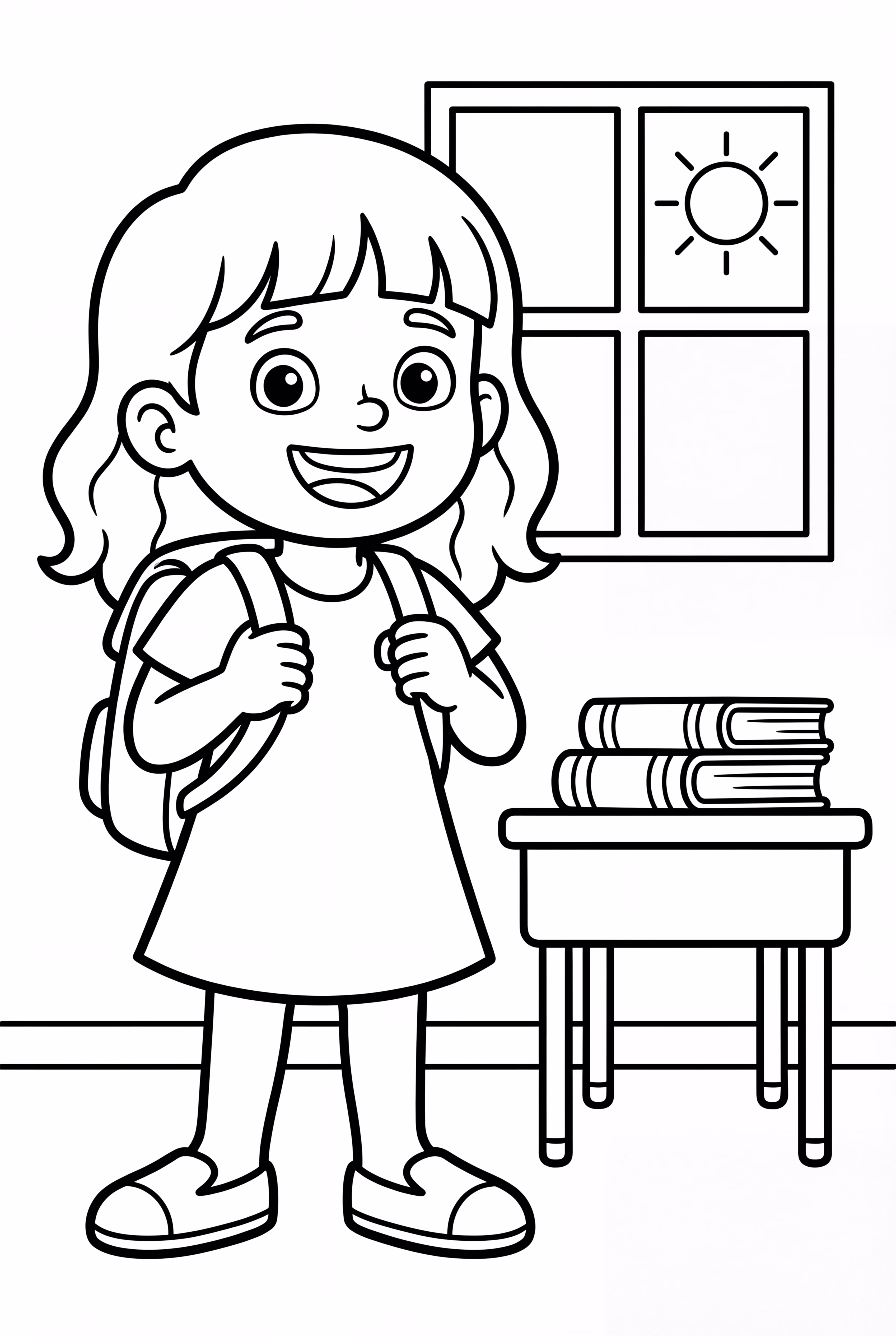 Girl Ready For First Day Of School