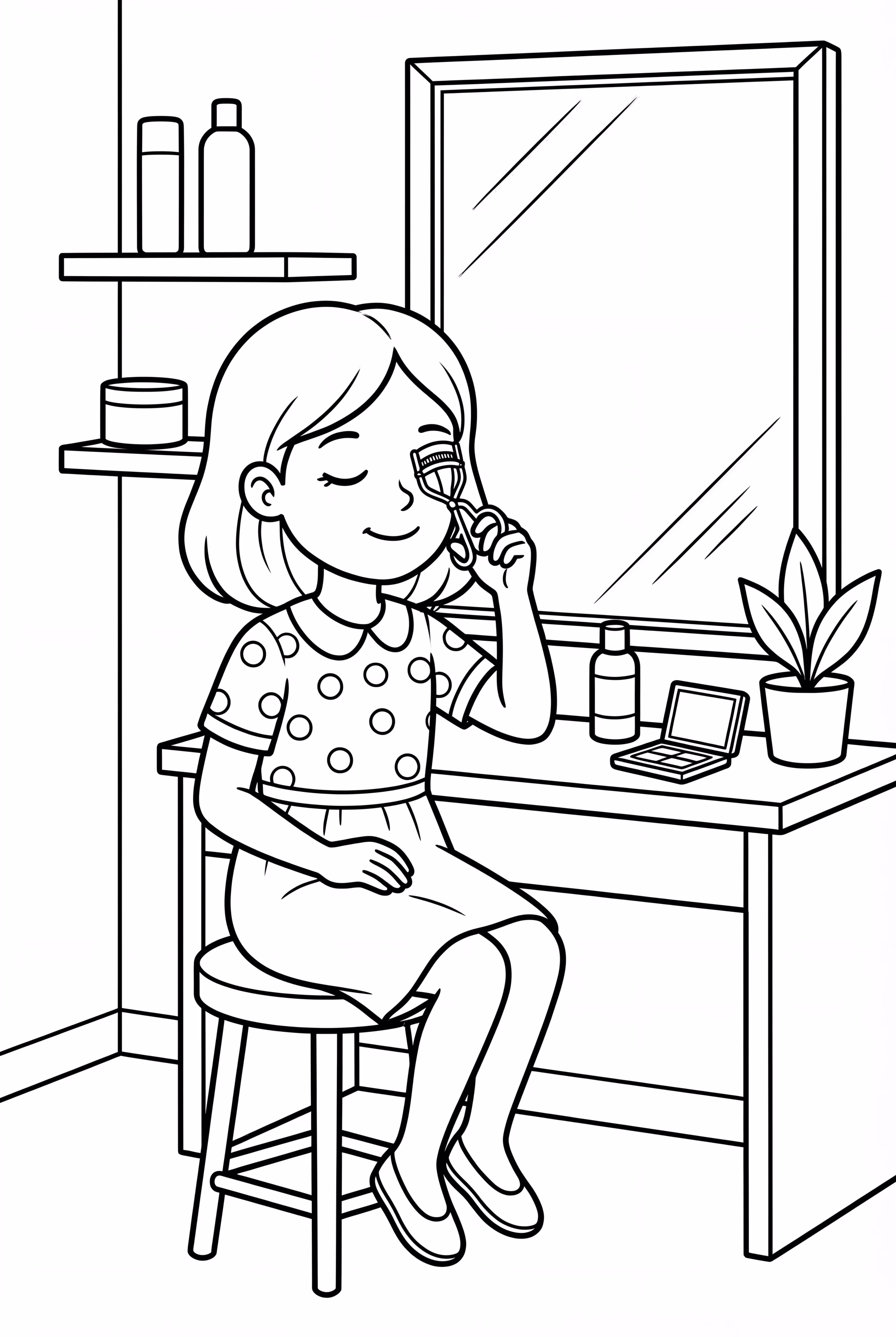 Girl Using Eyelash Curler Before Applying Makeup