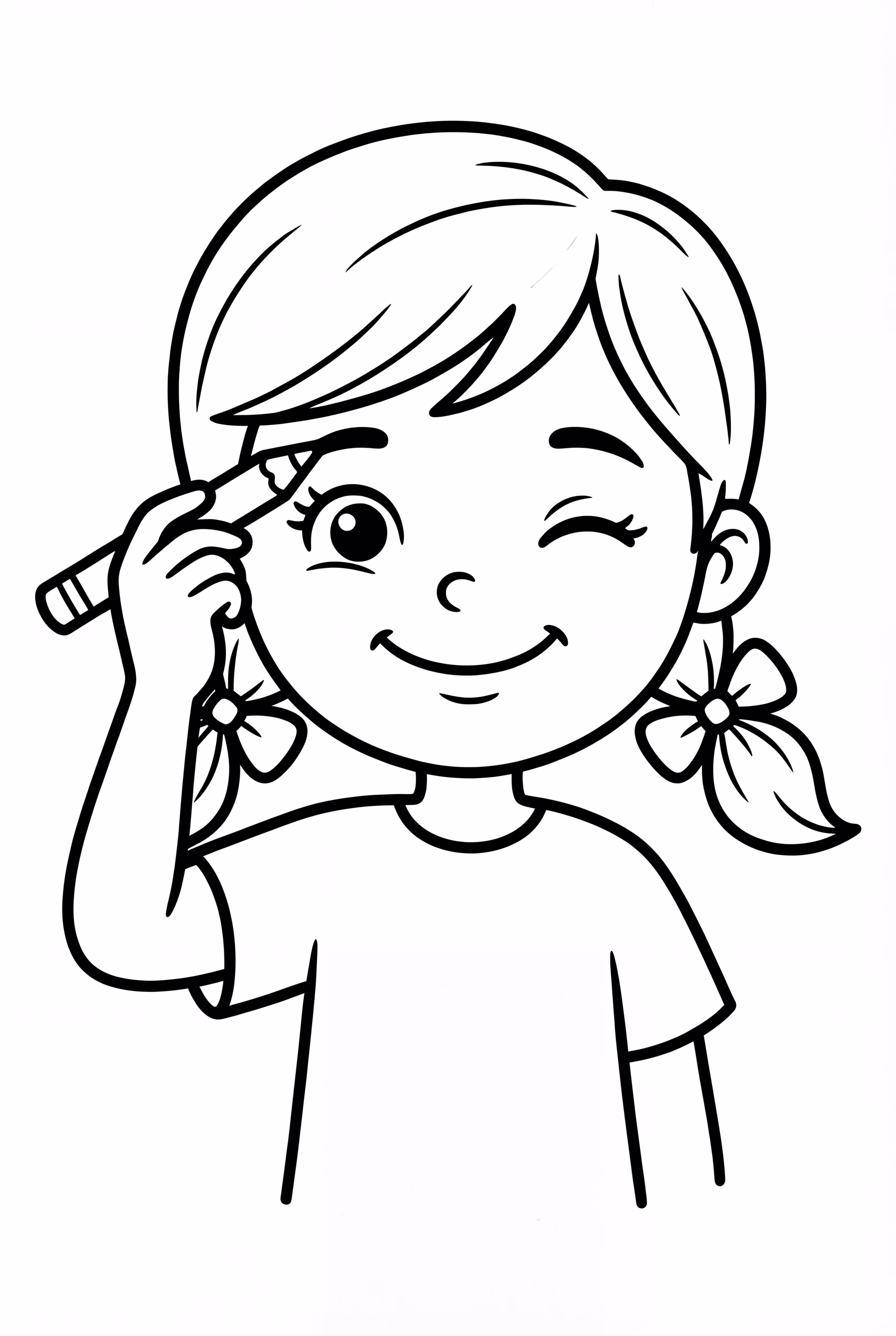 Mädchen, das einen Make-up-Stift verwendet, um die Augenbrauen zu definieren