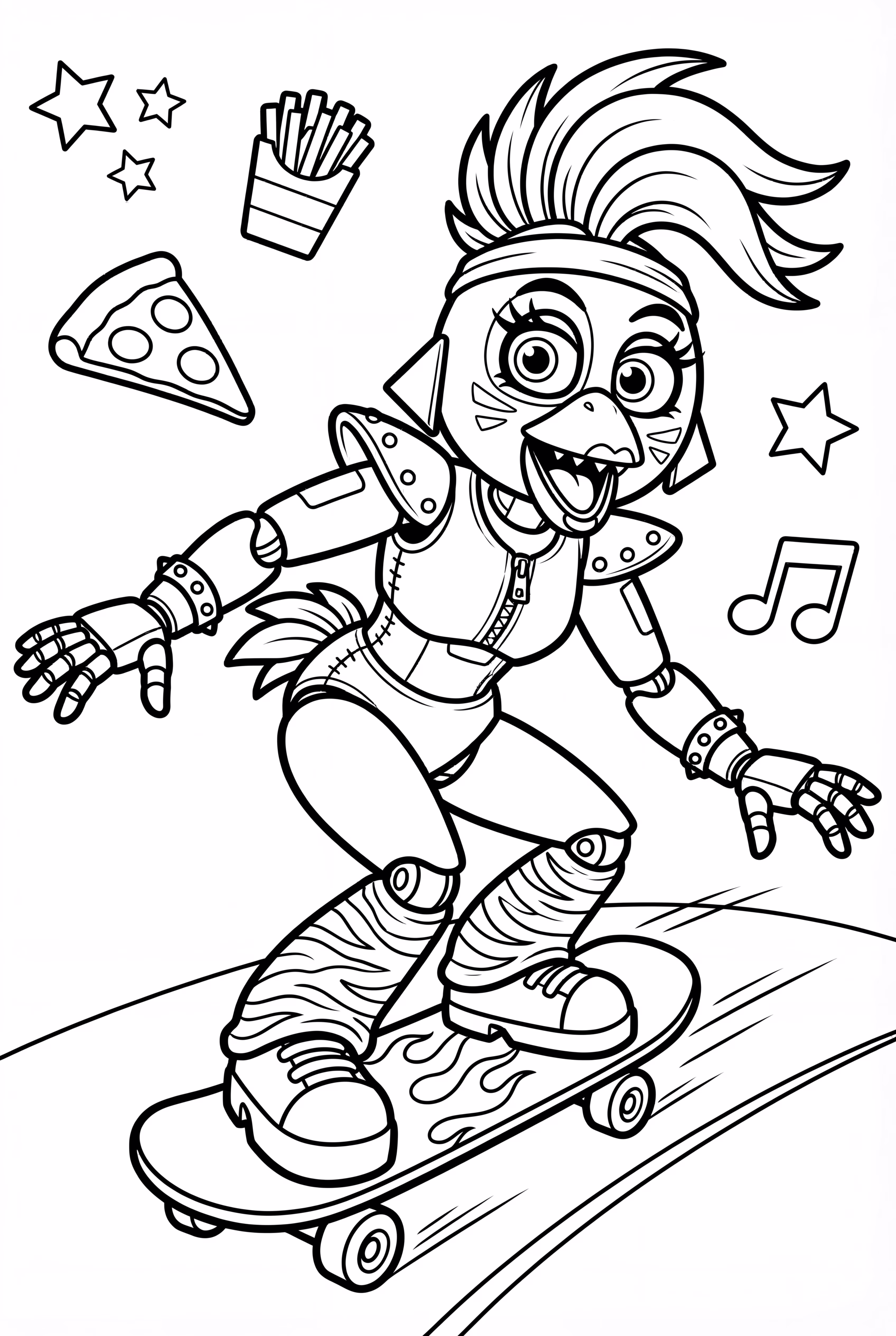 Glamrock Chica On Skateboard