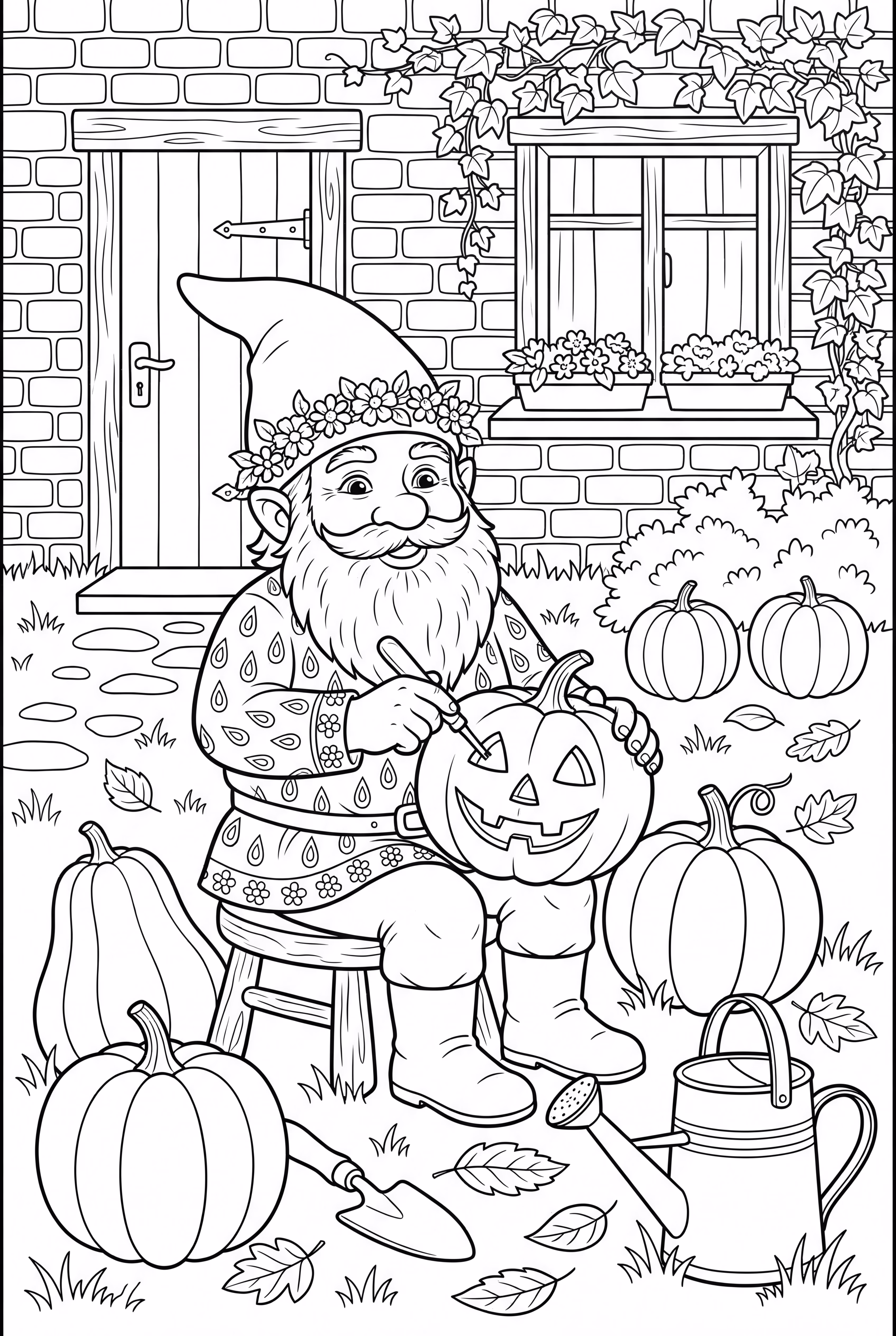 侏儒雕刻快乐的万圣节南瓜-2