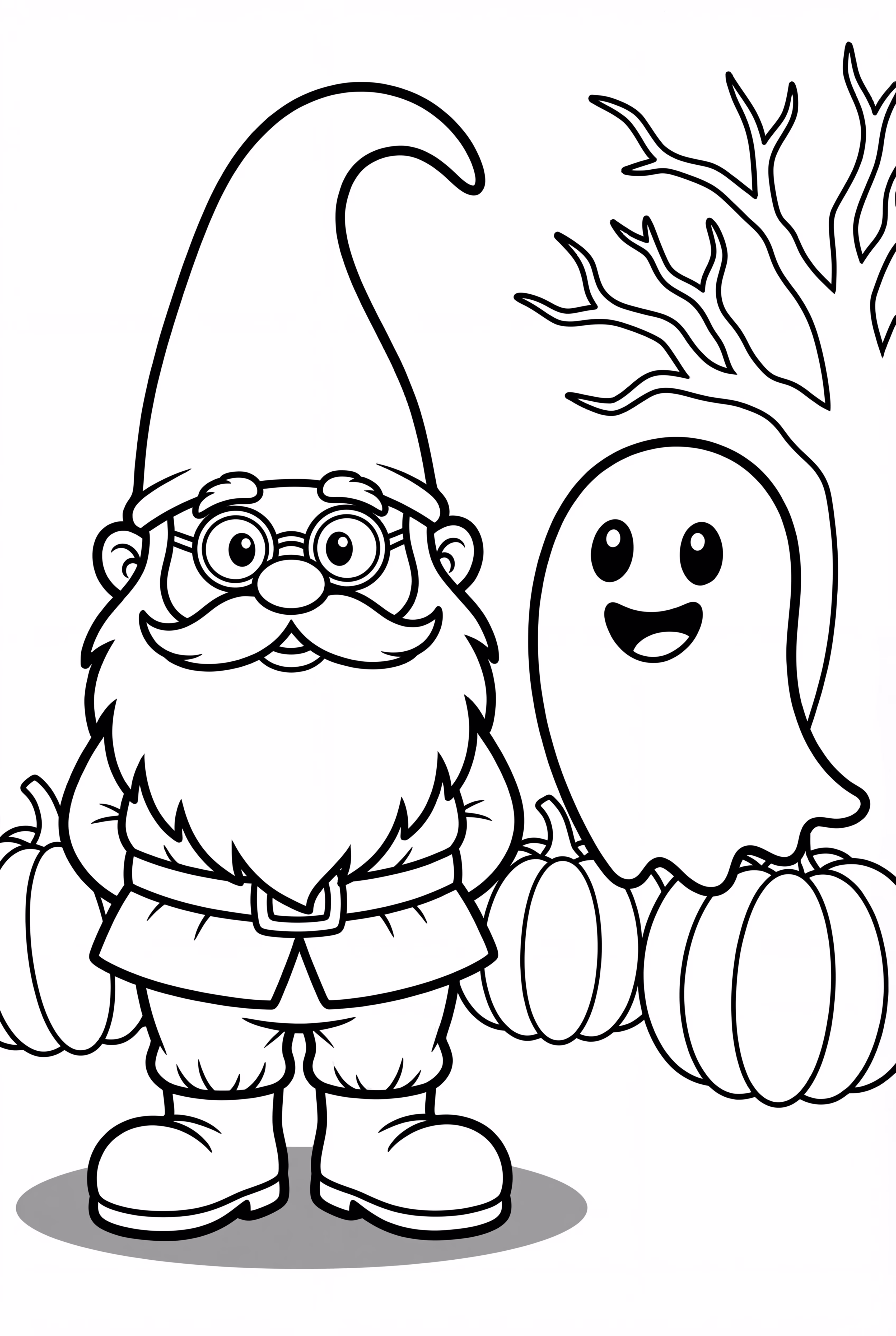 Gnome Enjoying a Spooky Halloween Night with Friends