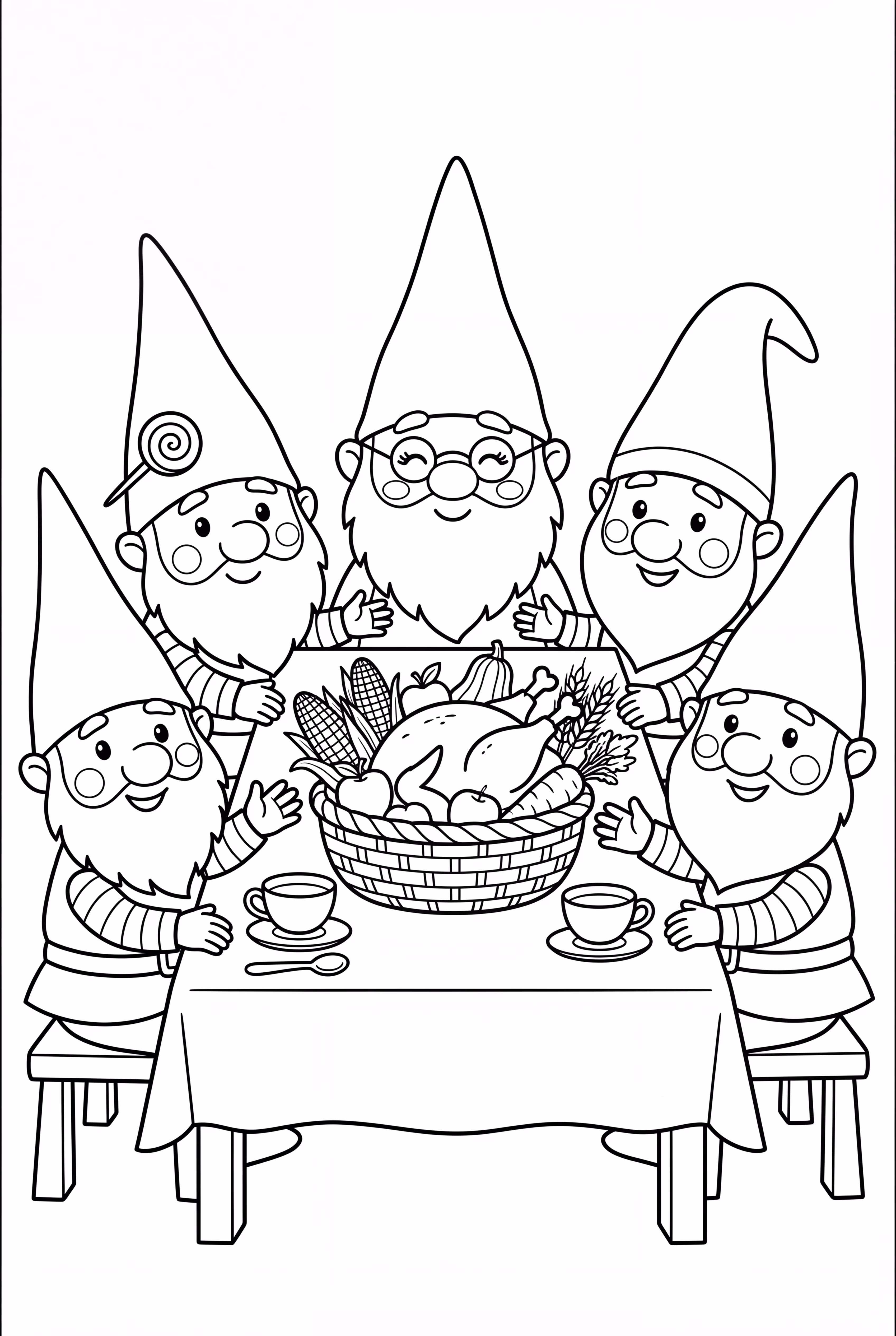 Gnome Enjoying a Thanksgiving Feast with Family