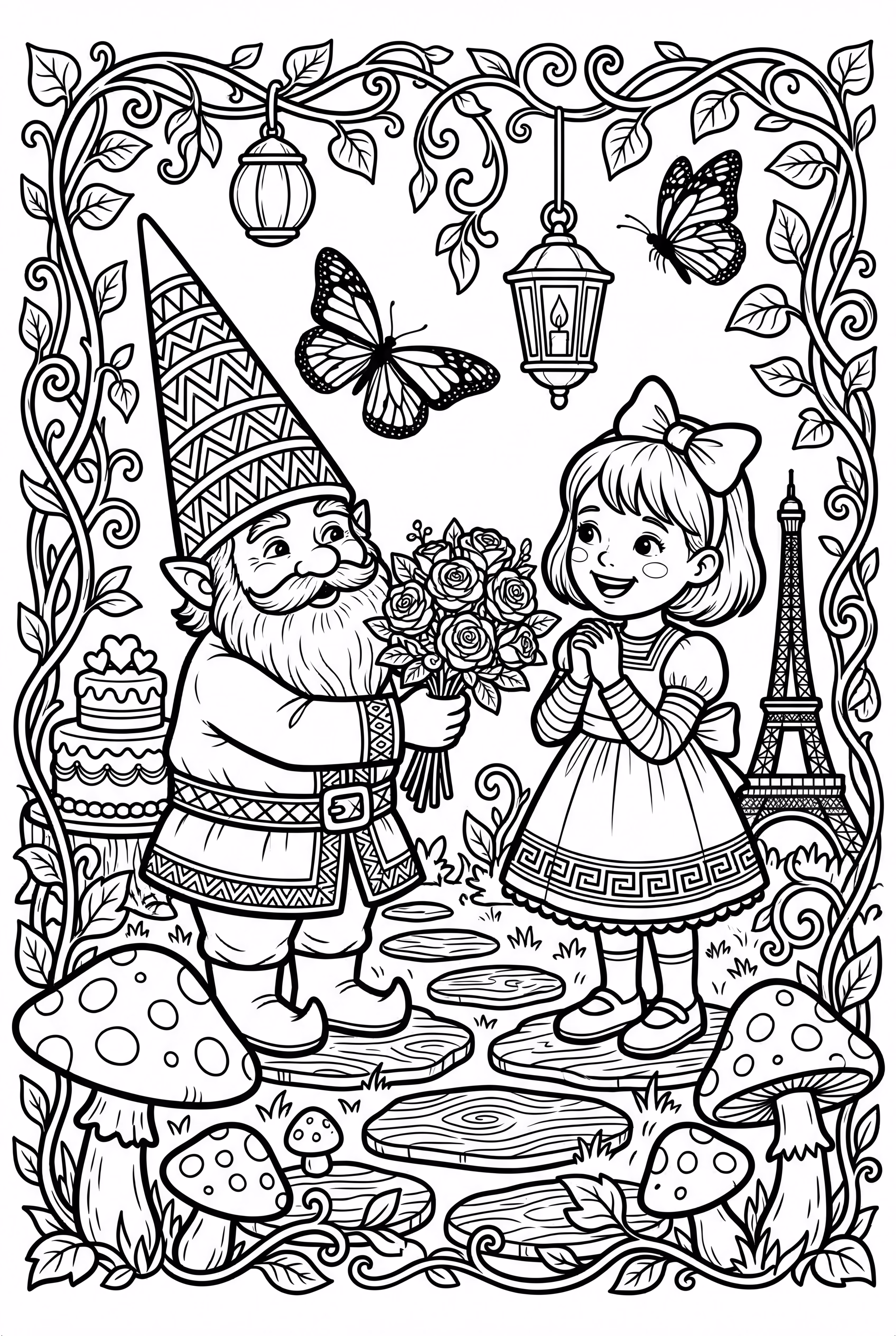 Gnome offrant des fleurs de Saint-Valentin à un ami