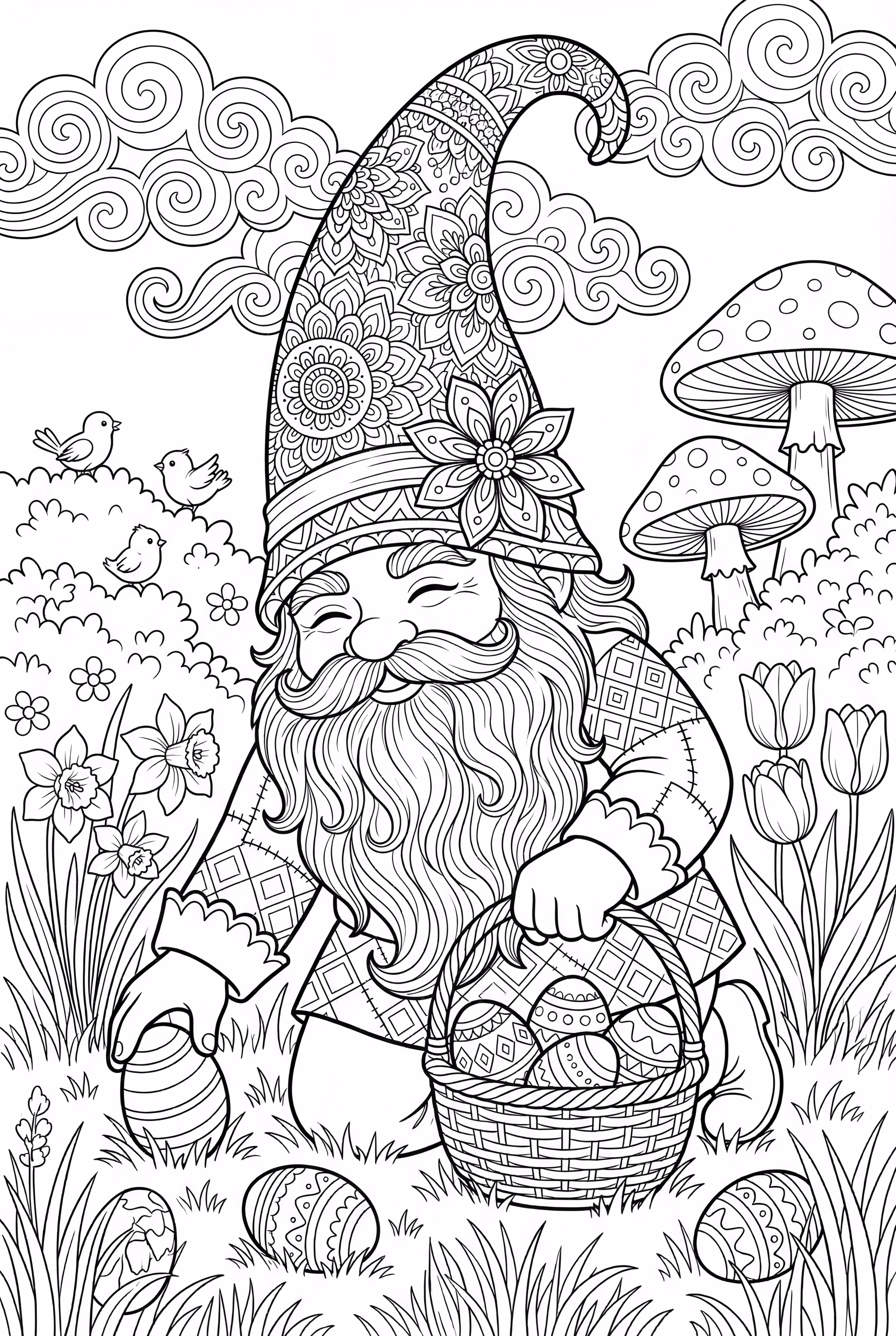 Gnome Hiding Easter Eggs in the Grass-2