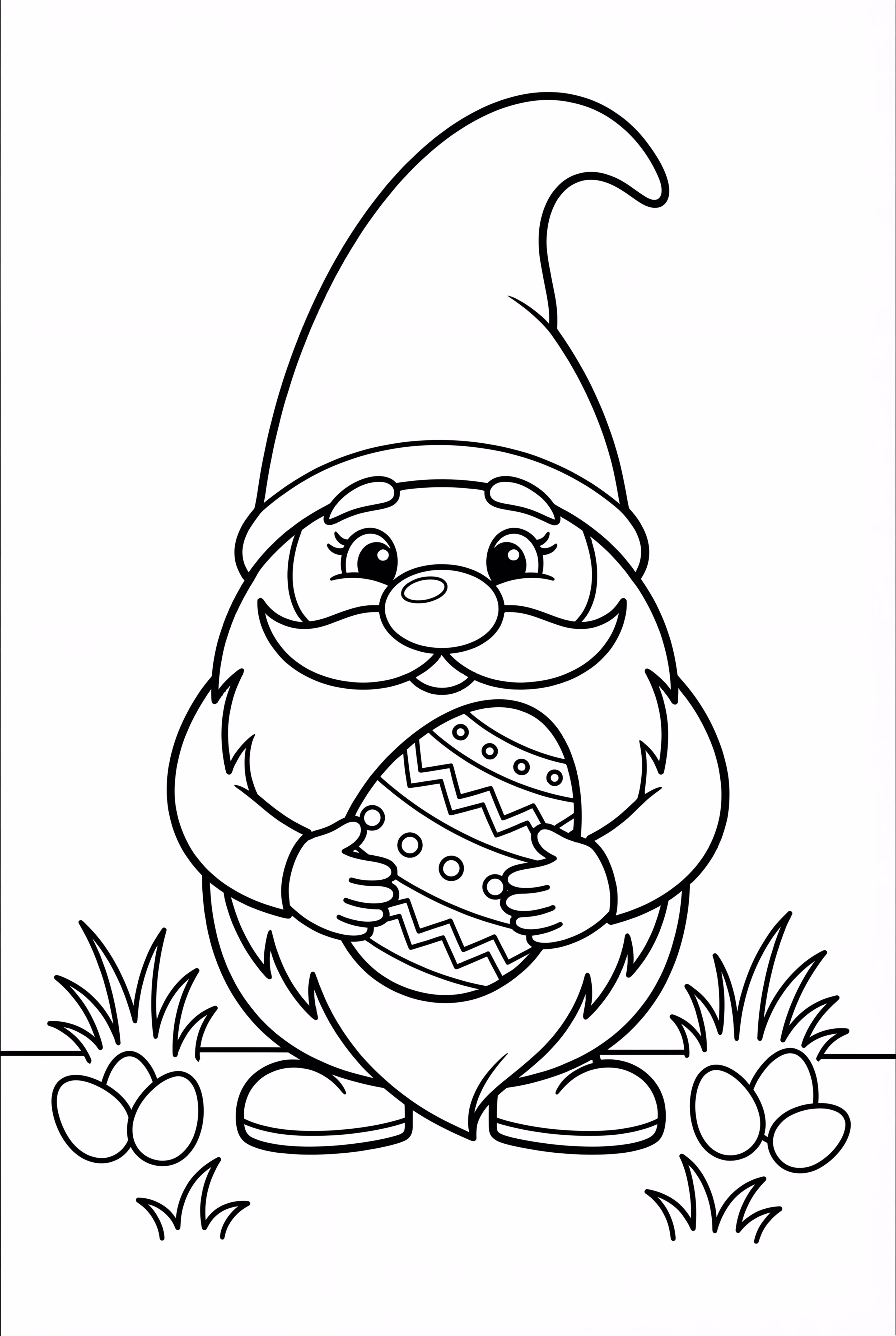 Gnome Hiding Easter Eggs in the Grass