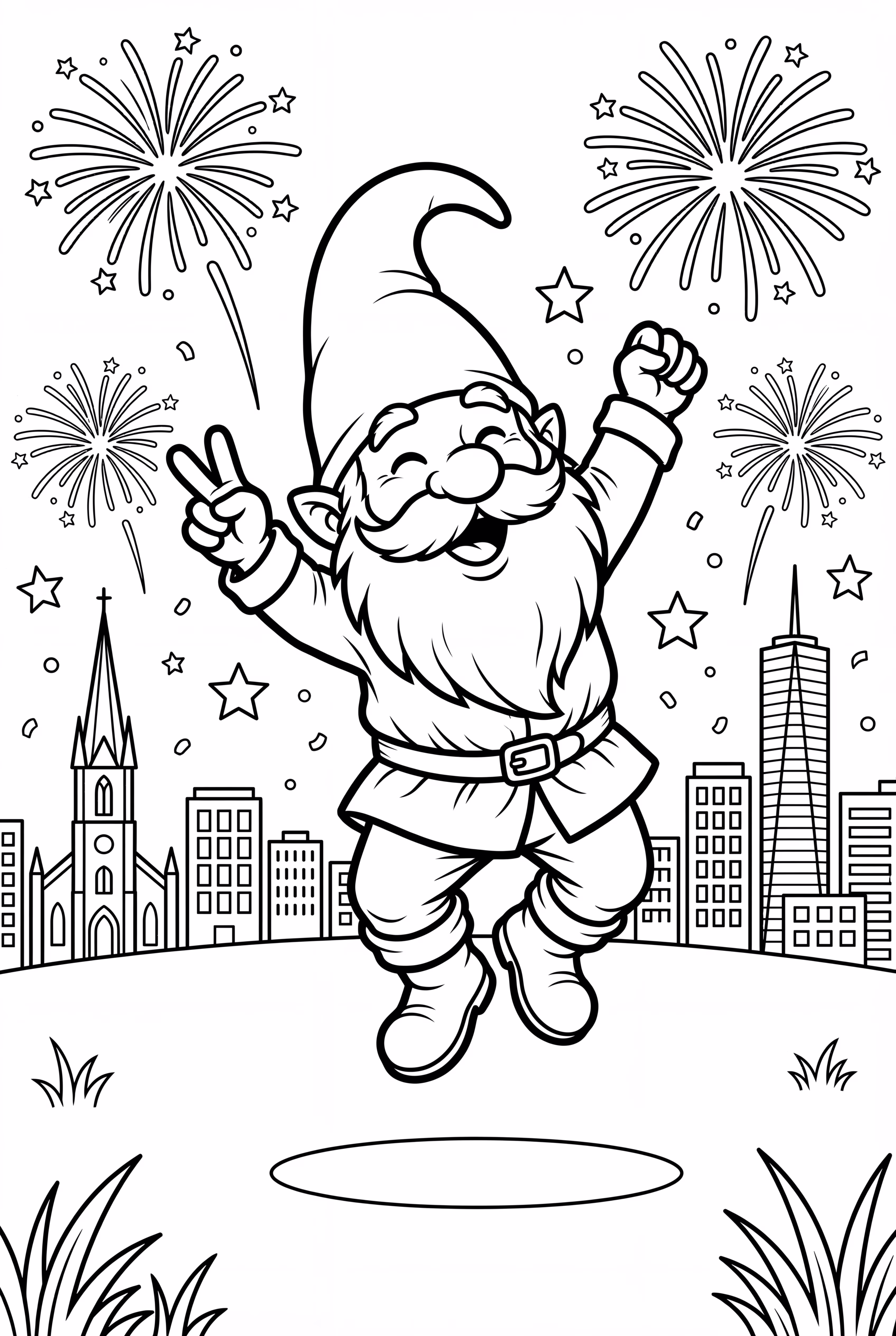 Gnome Jumping for Joy in 2025 New Year