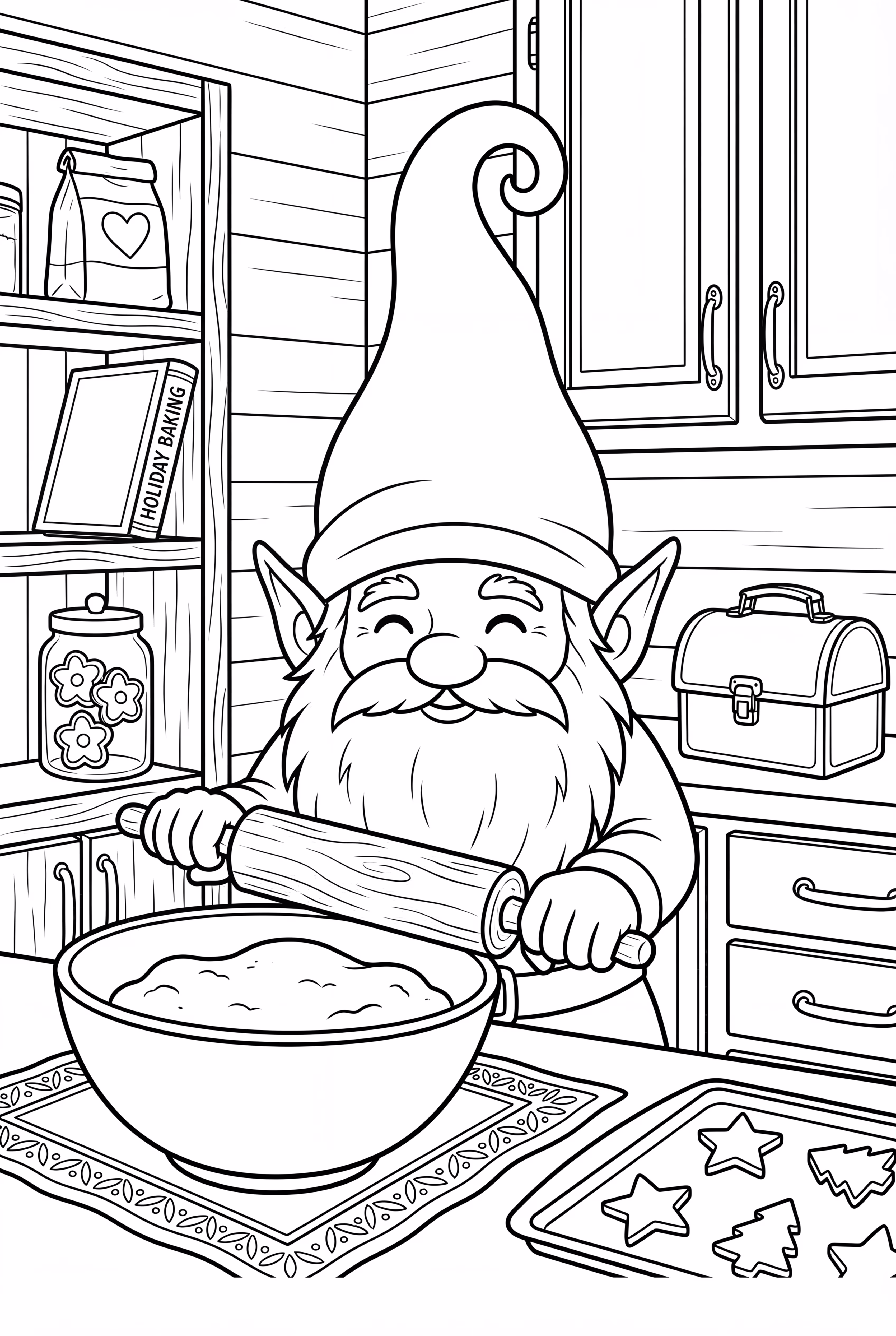 Gnome Making Easy Christmas Cookies at Home