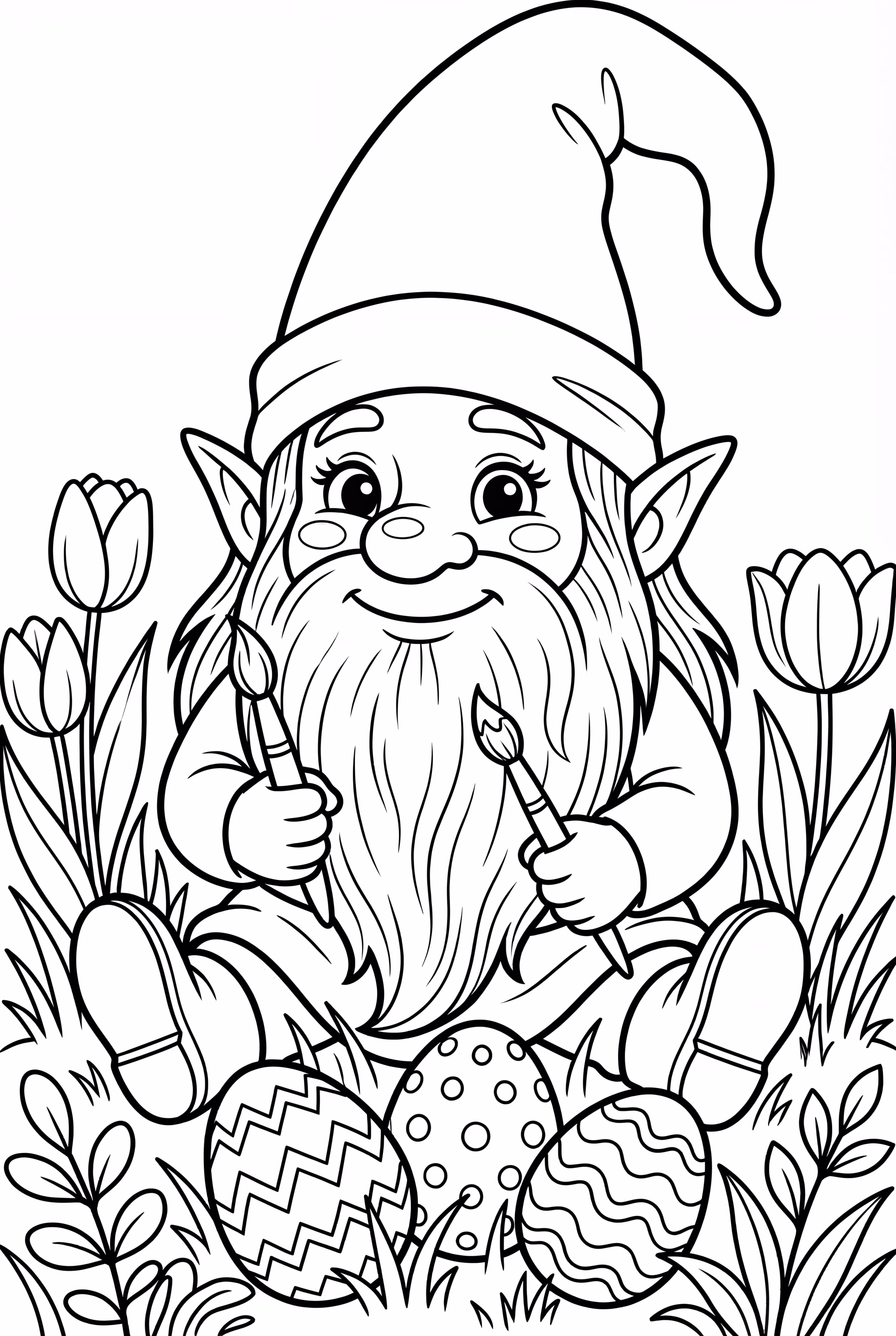 Gnom Malen Bunte Ostereier im Garten