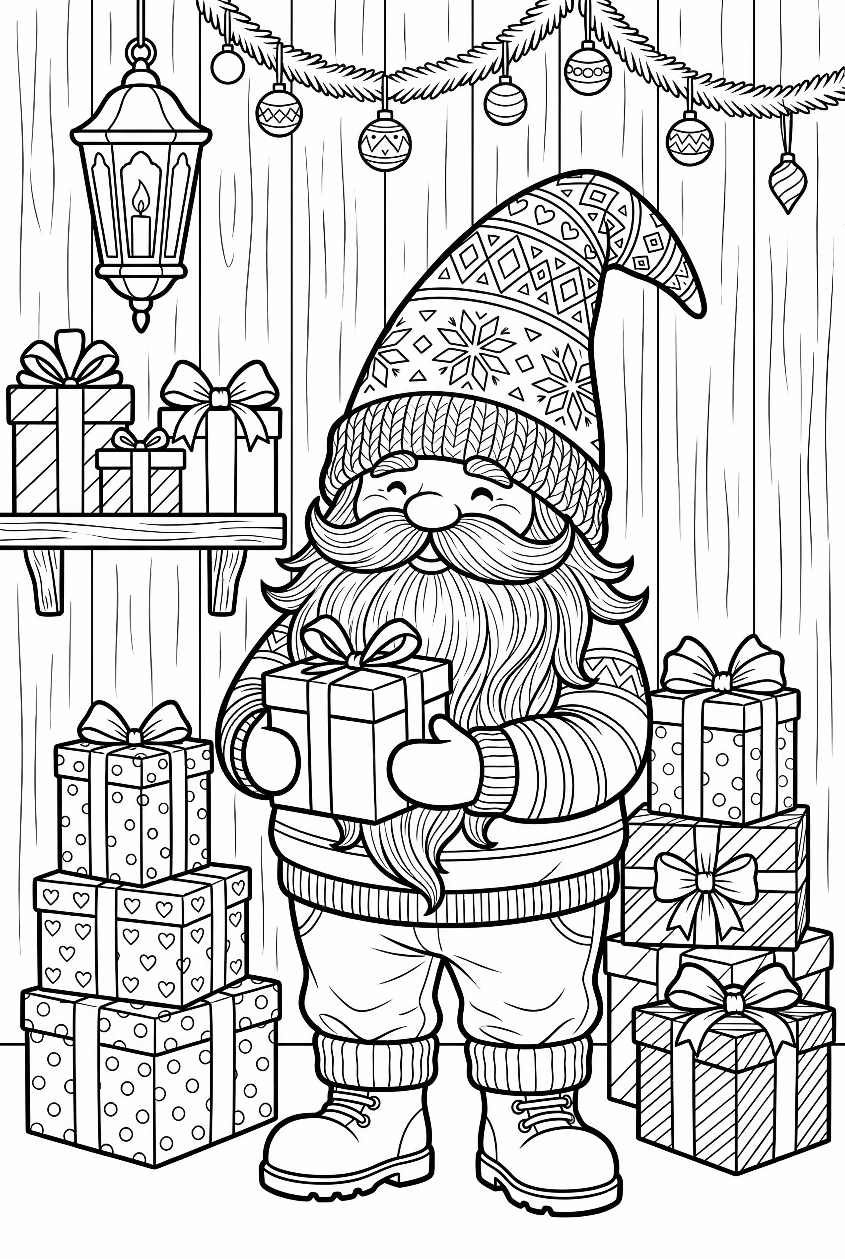 小矮人精心包装简单的圣诞礼物