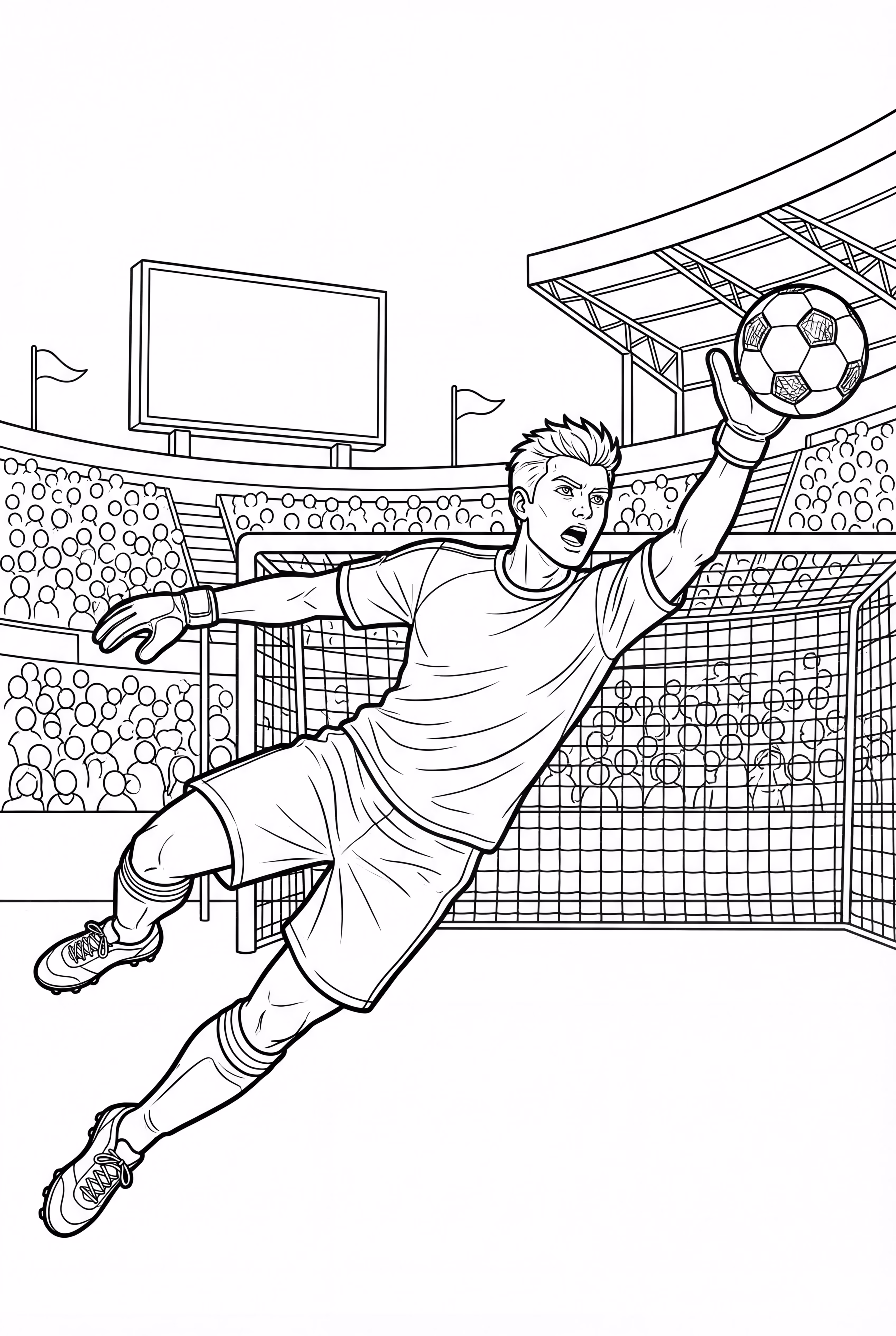 Goalkeeper Soccer Player Diving Save