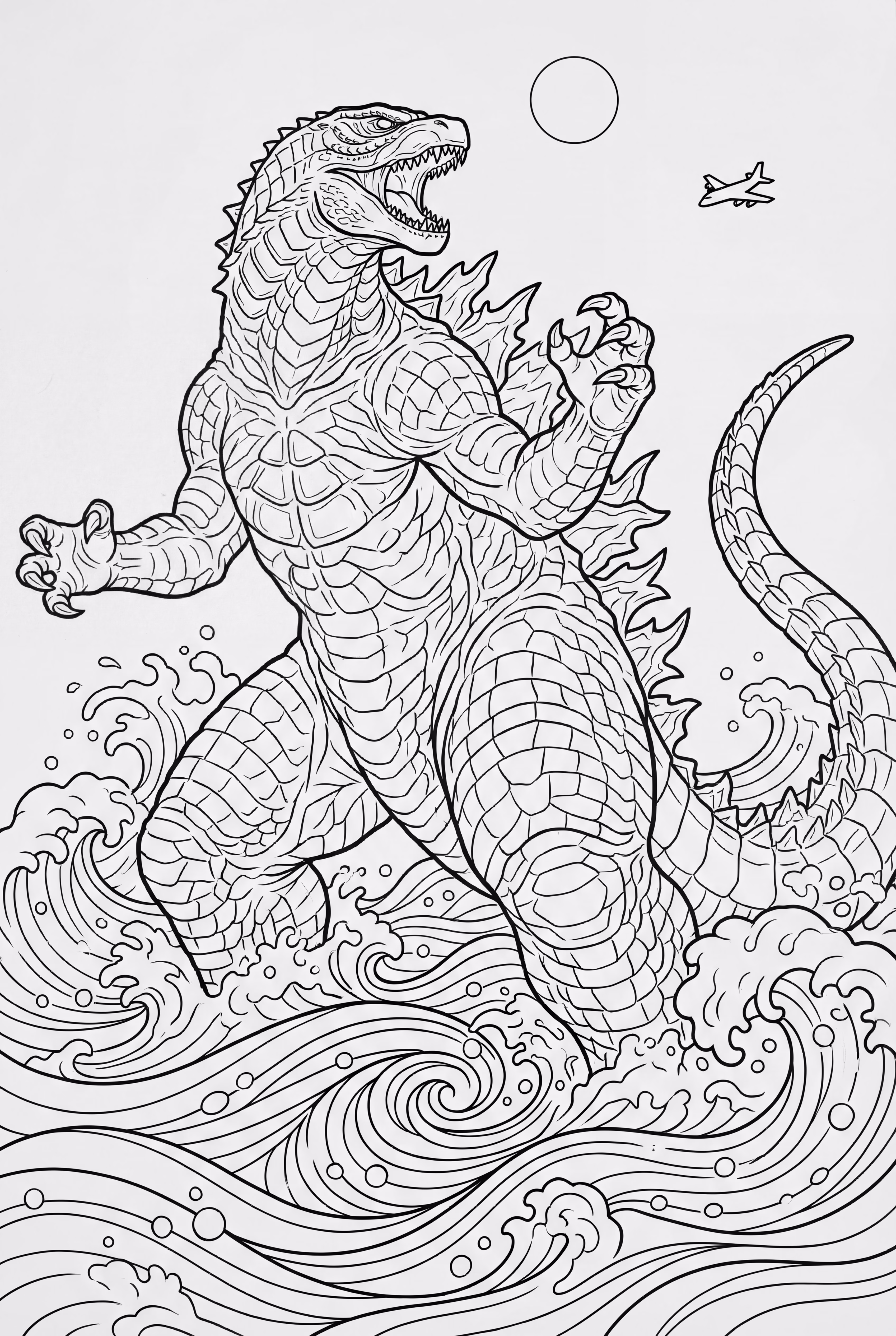 godzilla emerging from ocean