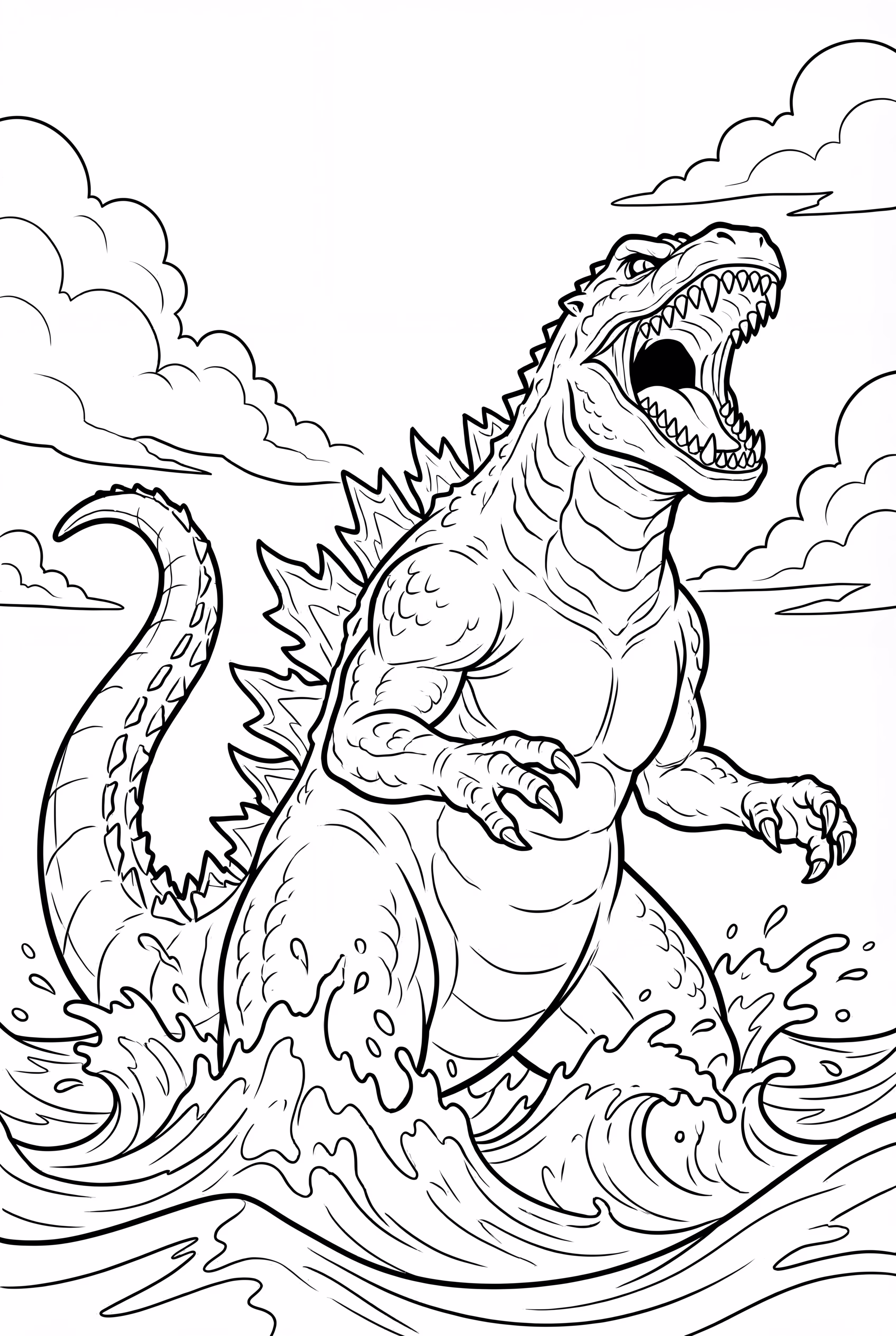 godzilla emerging from ocean