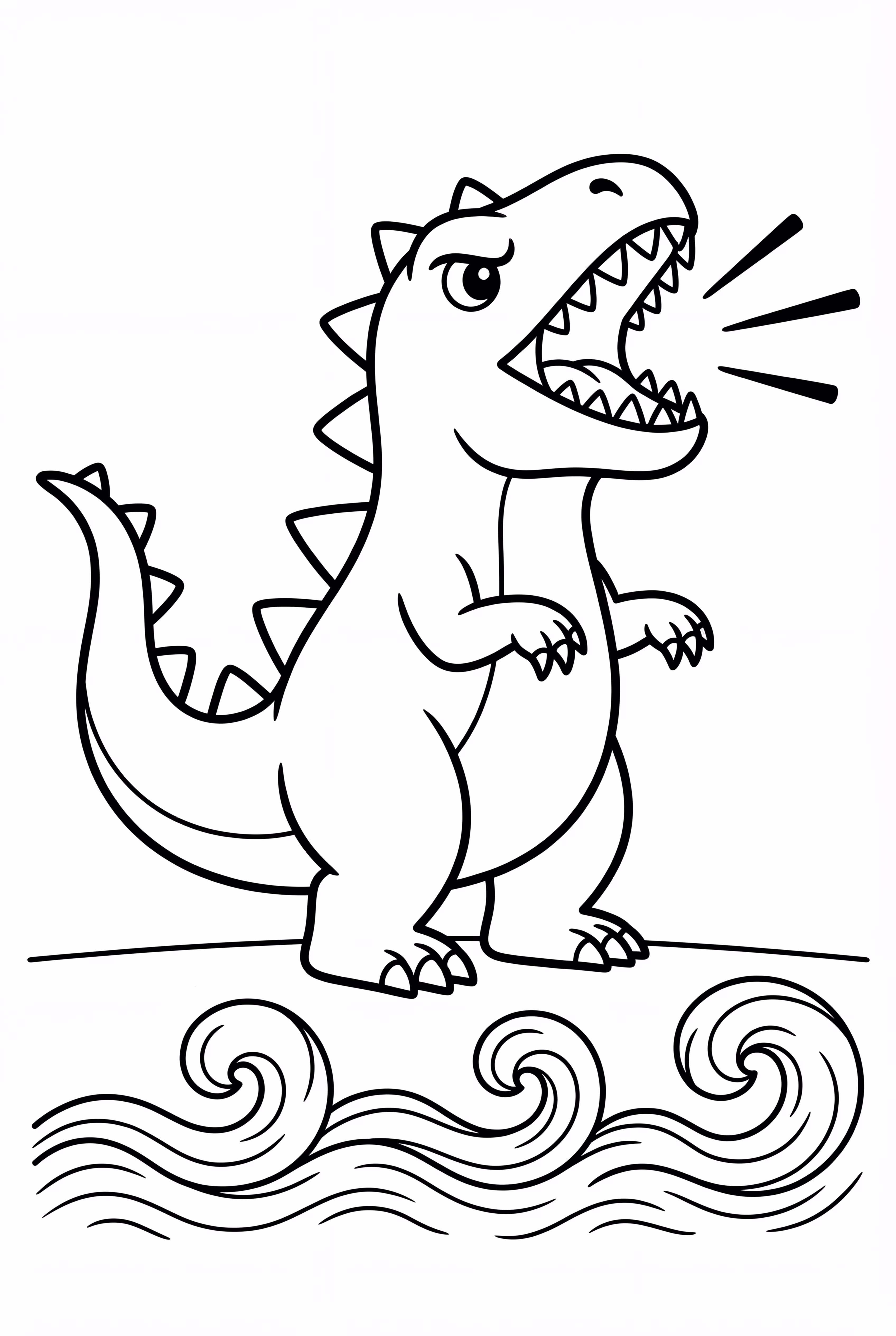 Godzilla Roaring At The Ocean