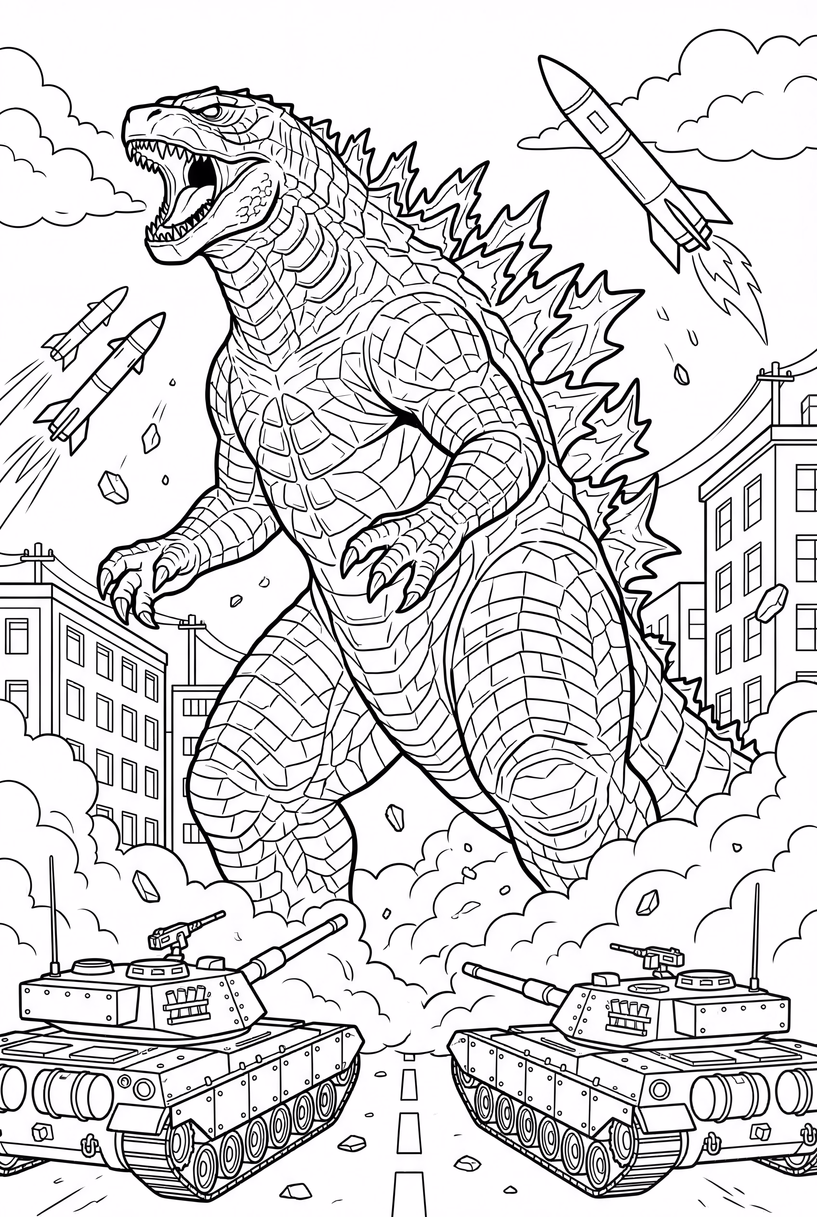 godzilla vs military tanks