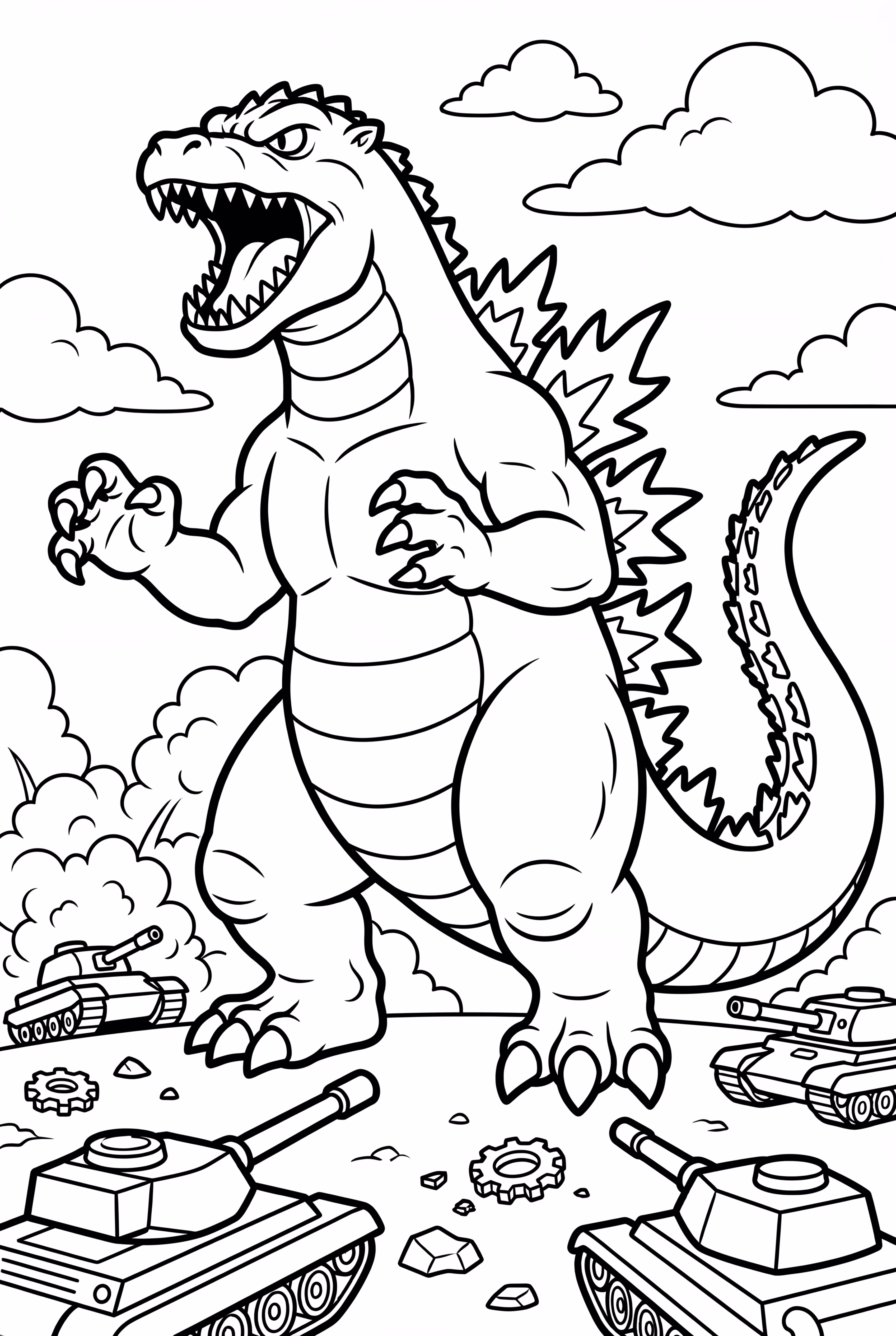 godzilla vs military tanks