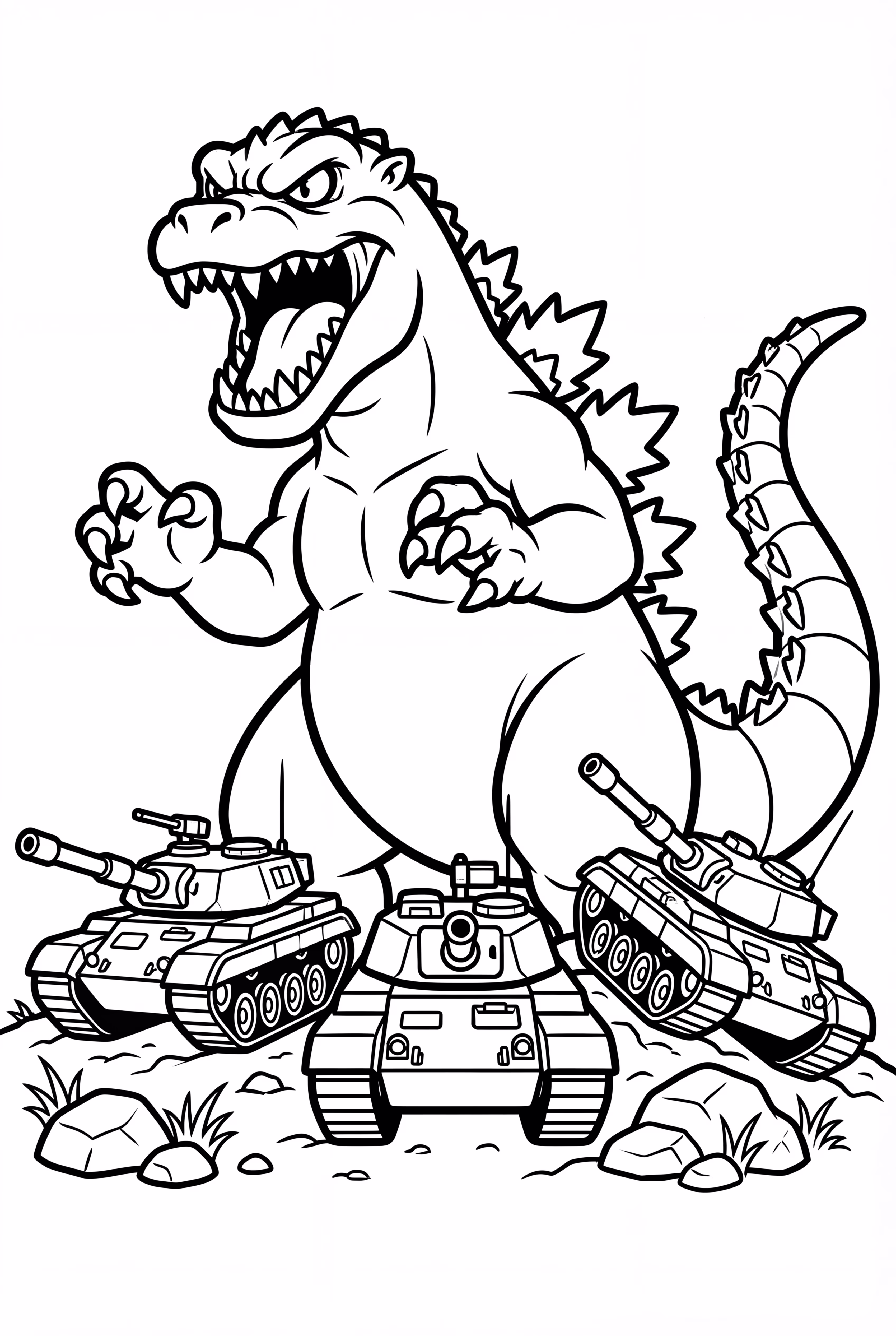 godzilla vs military tanks