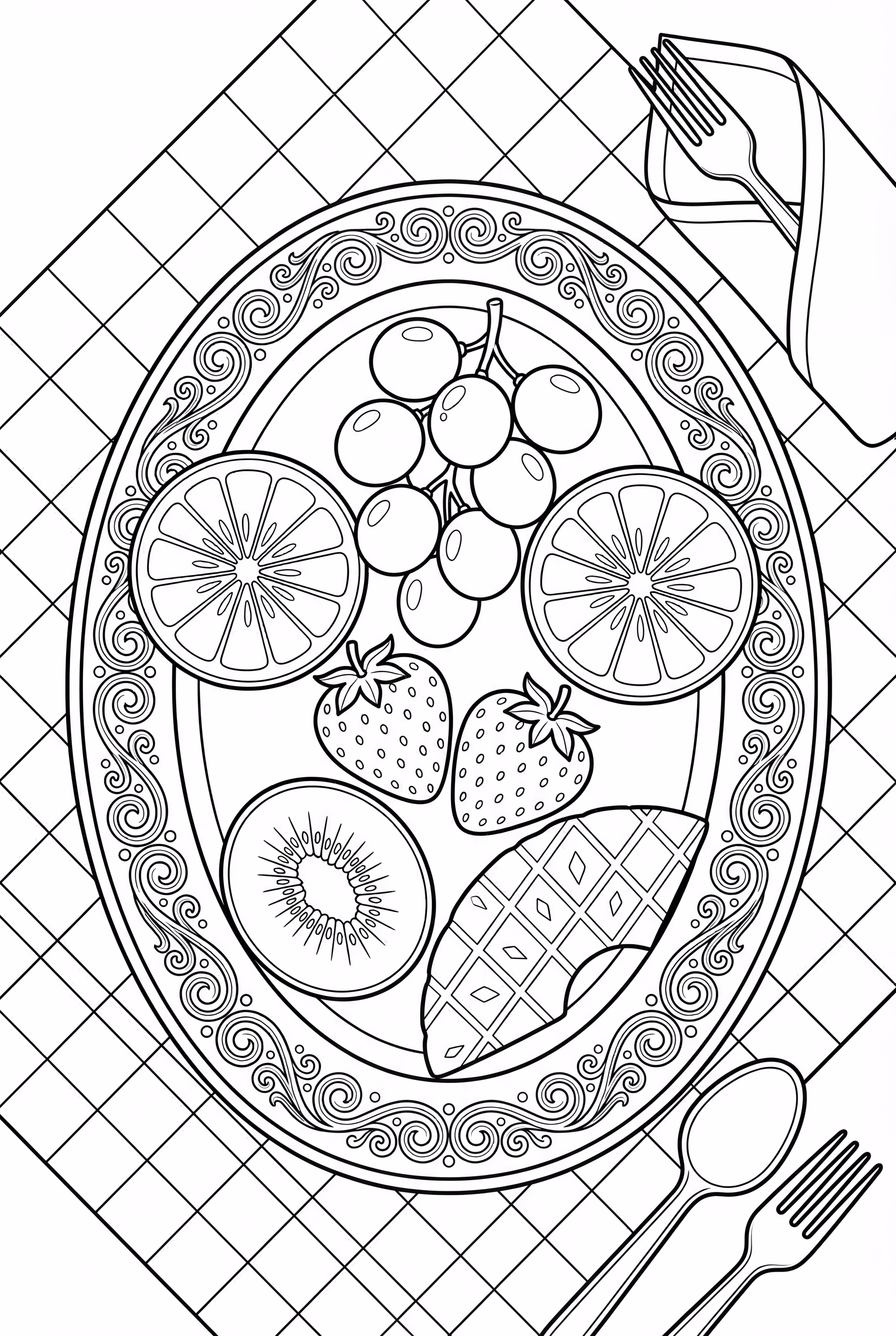 Plat de Dessert Doré Avec Fruits