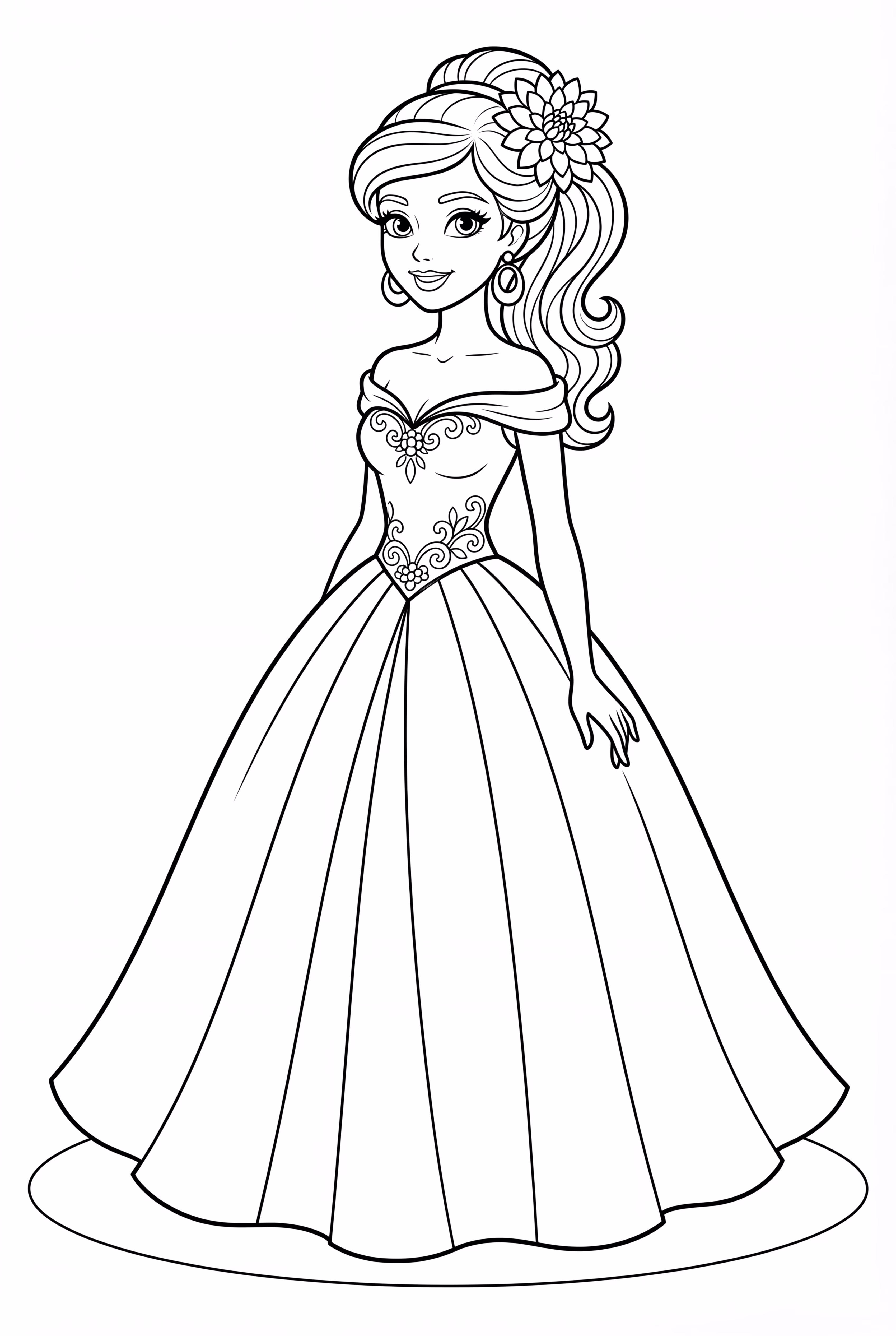 아름다운 공주 드레스에 꽃 장식