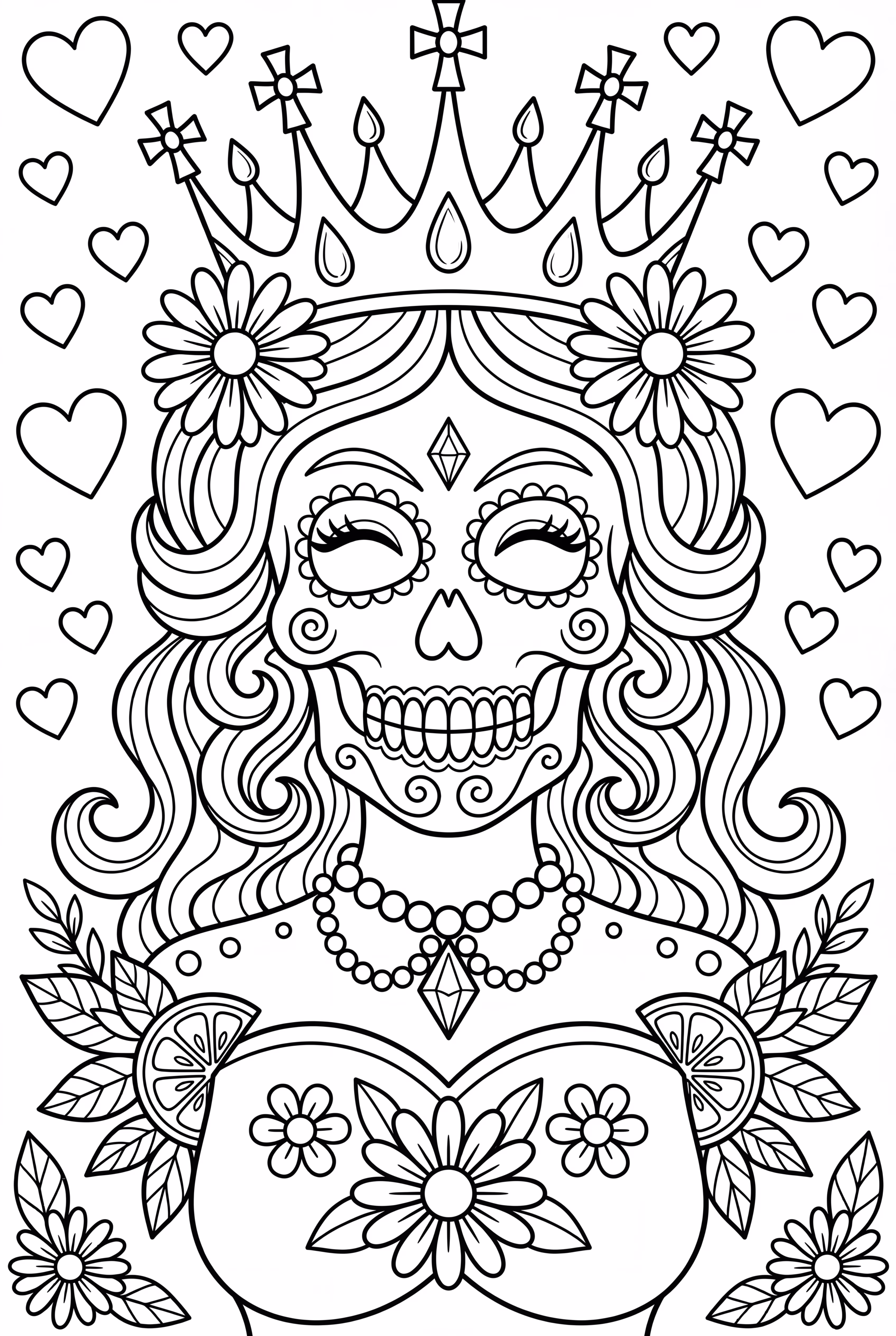 Gothic female sugar skull queen