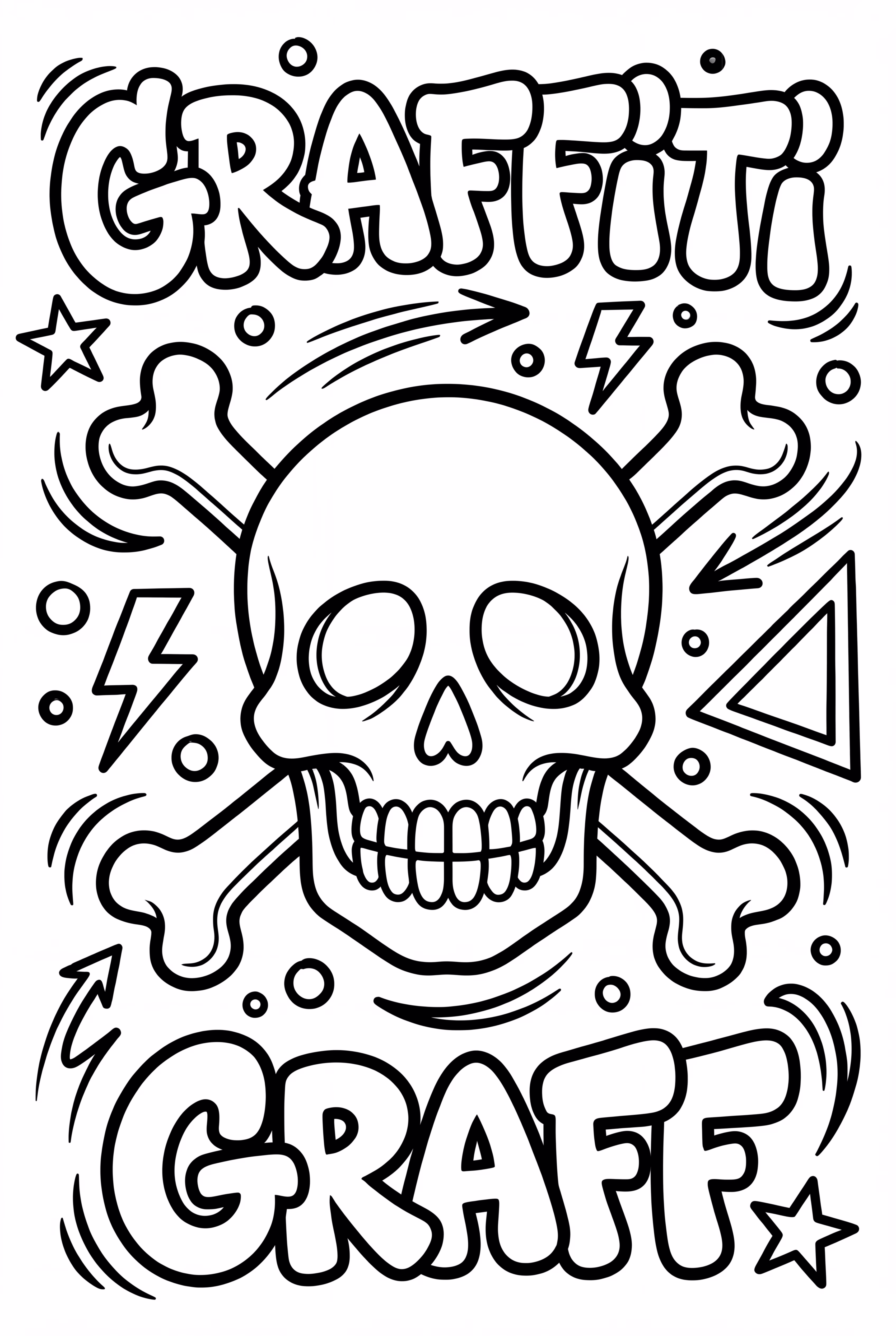 Calavera y Huesos Cruzados Estilo Graffiti