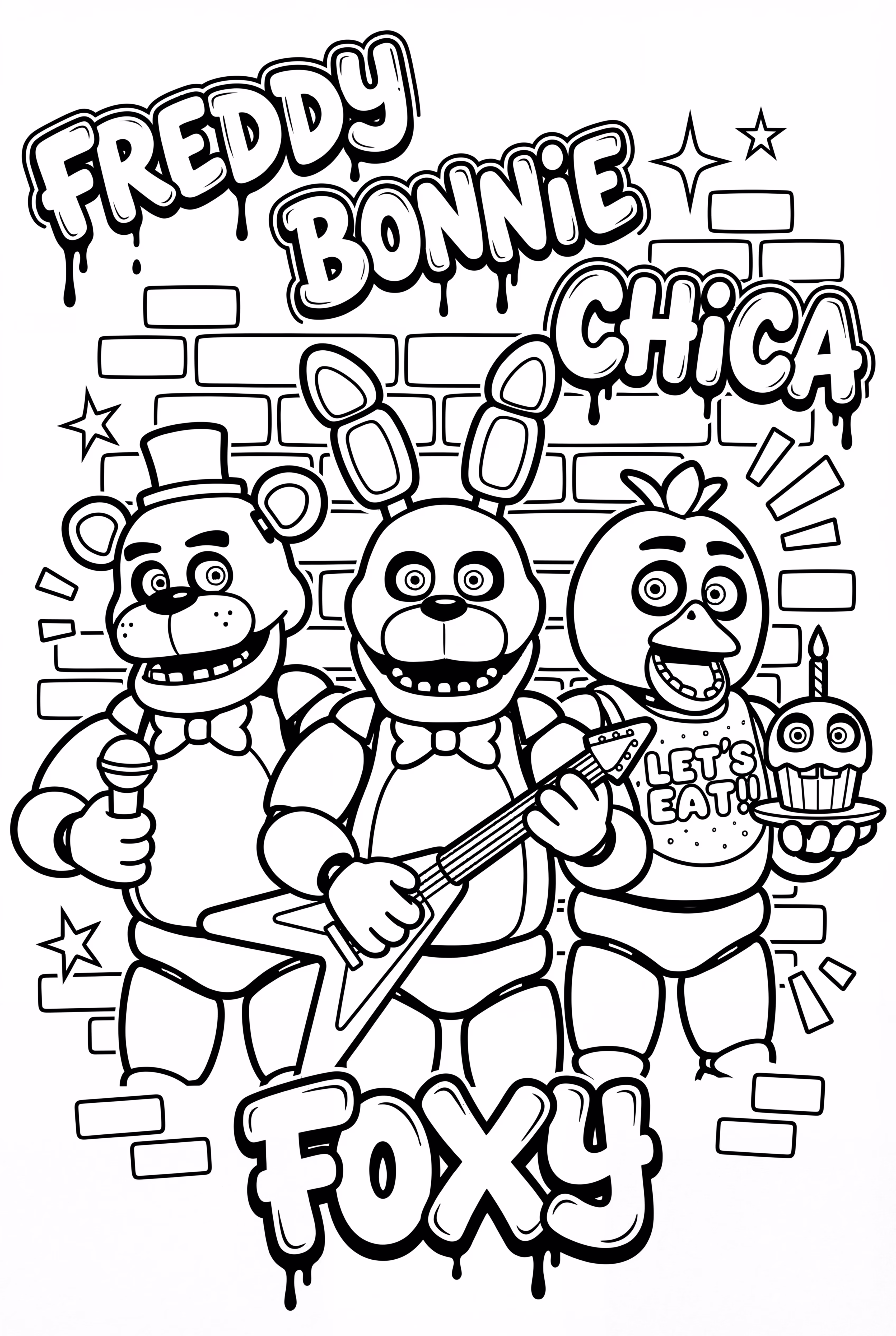 涂鸦风格的FNAF角色肖像