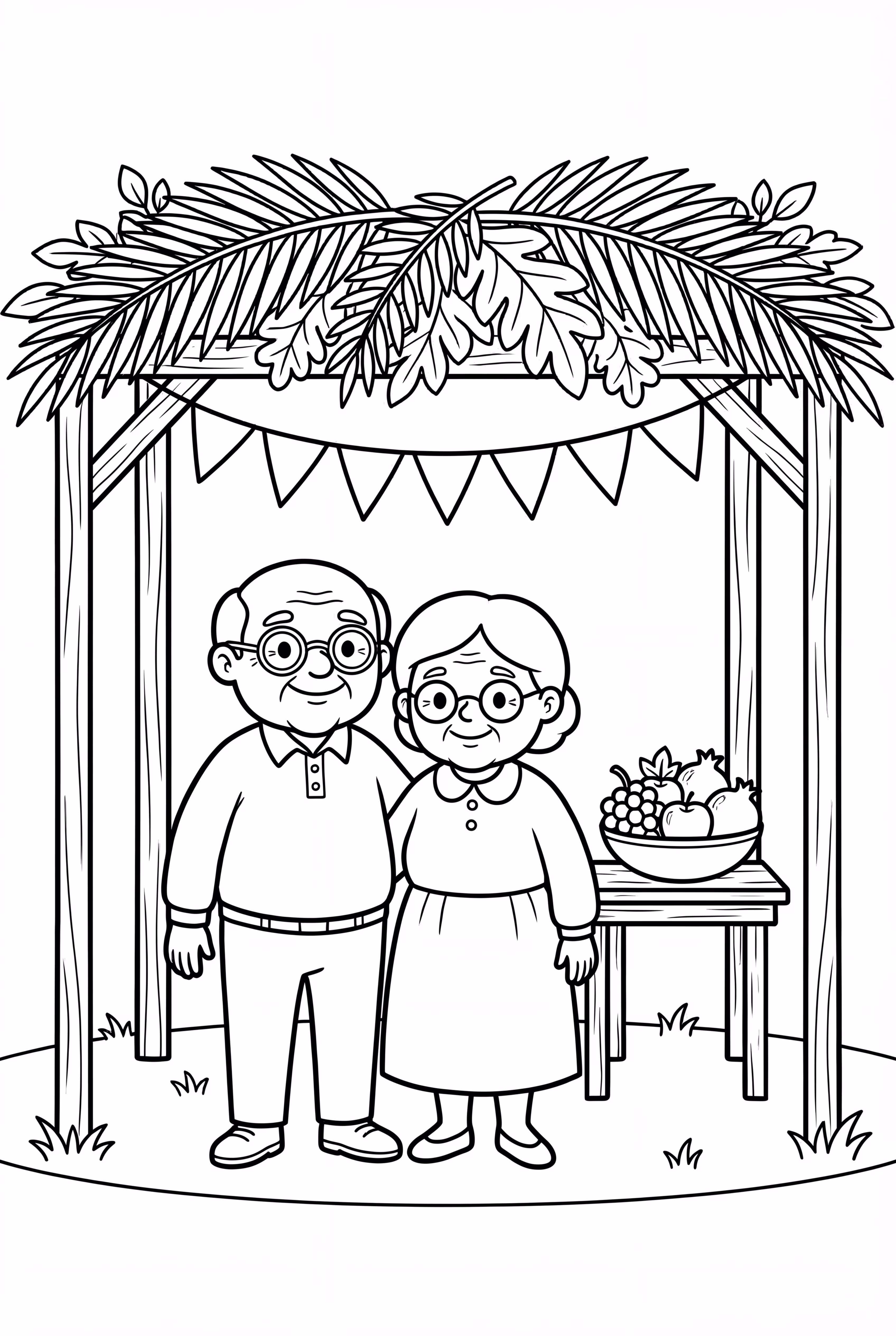 Grandparents Visiting The Sukkot Sukkah