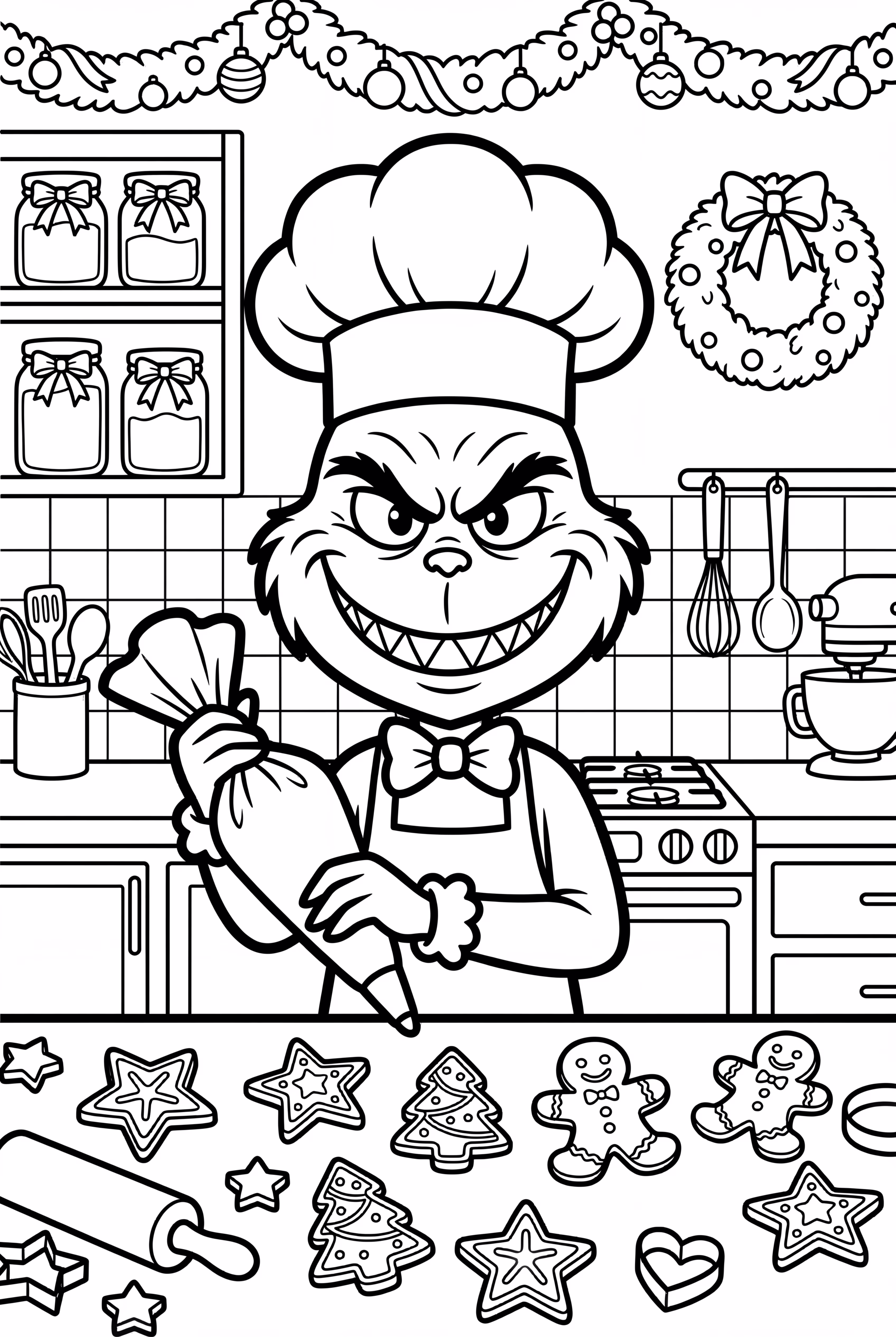 Grinch baking cookies for Christmas