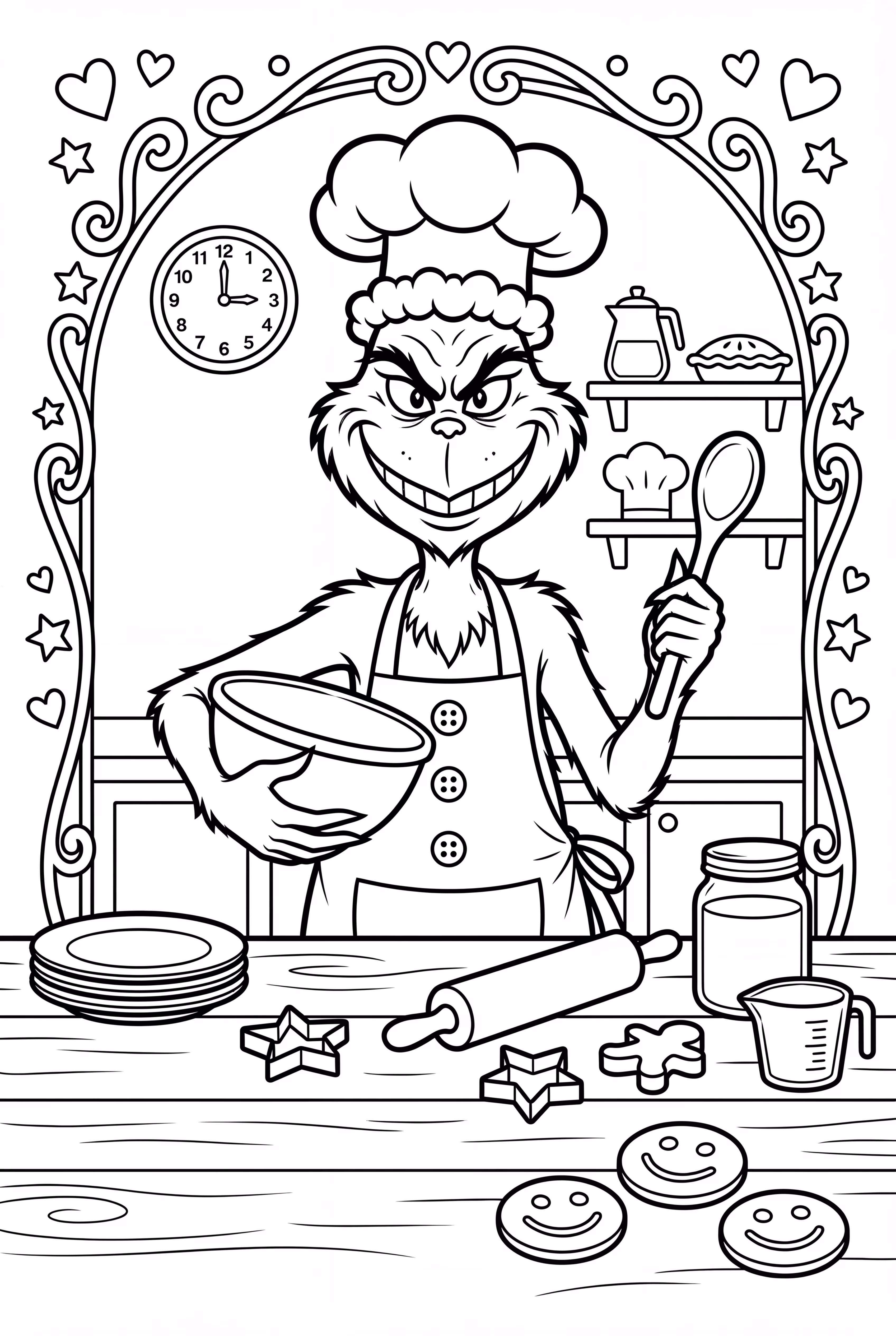 Grinch baking cookies for Christmas