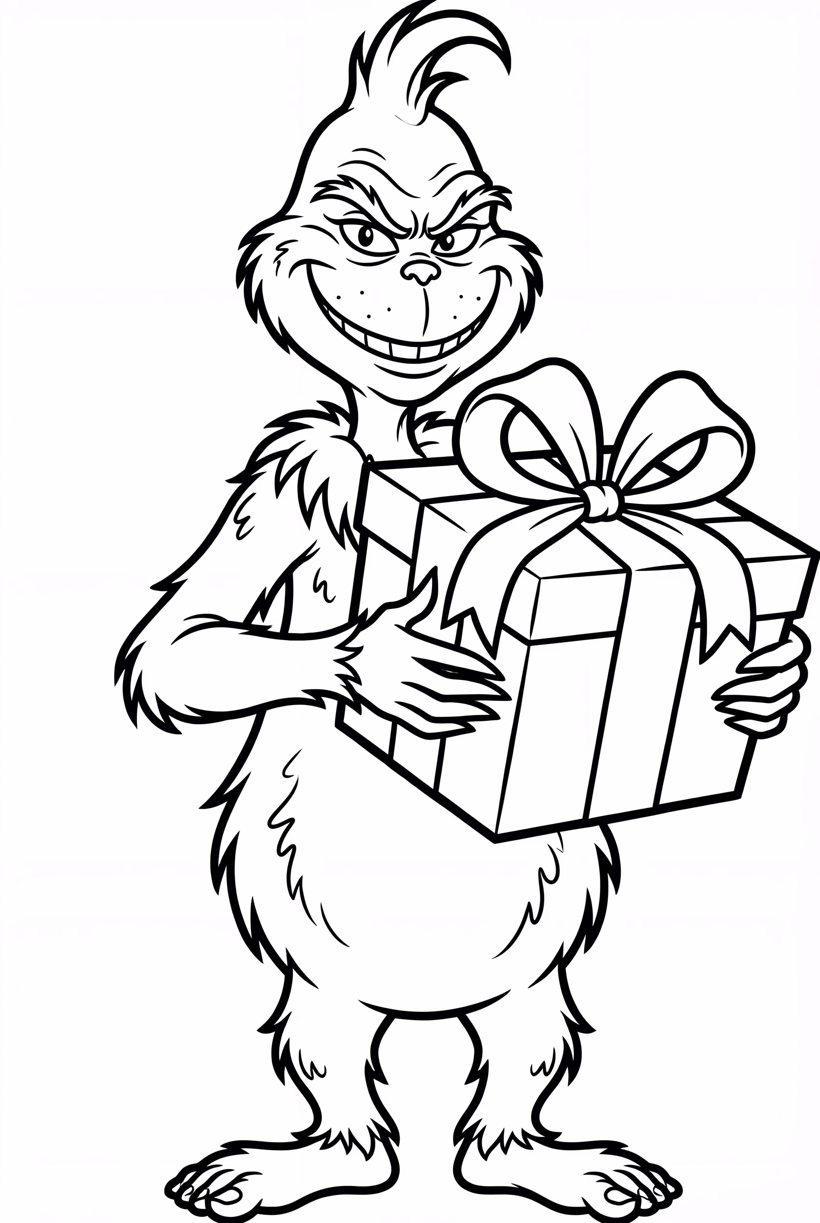 Grinch wrapping gifts with joy