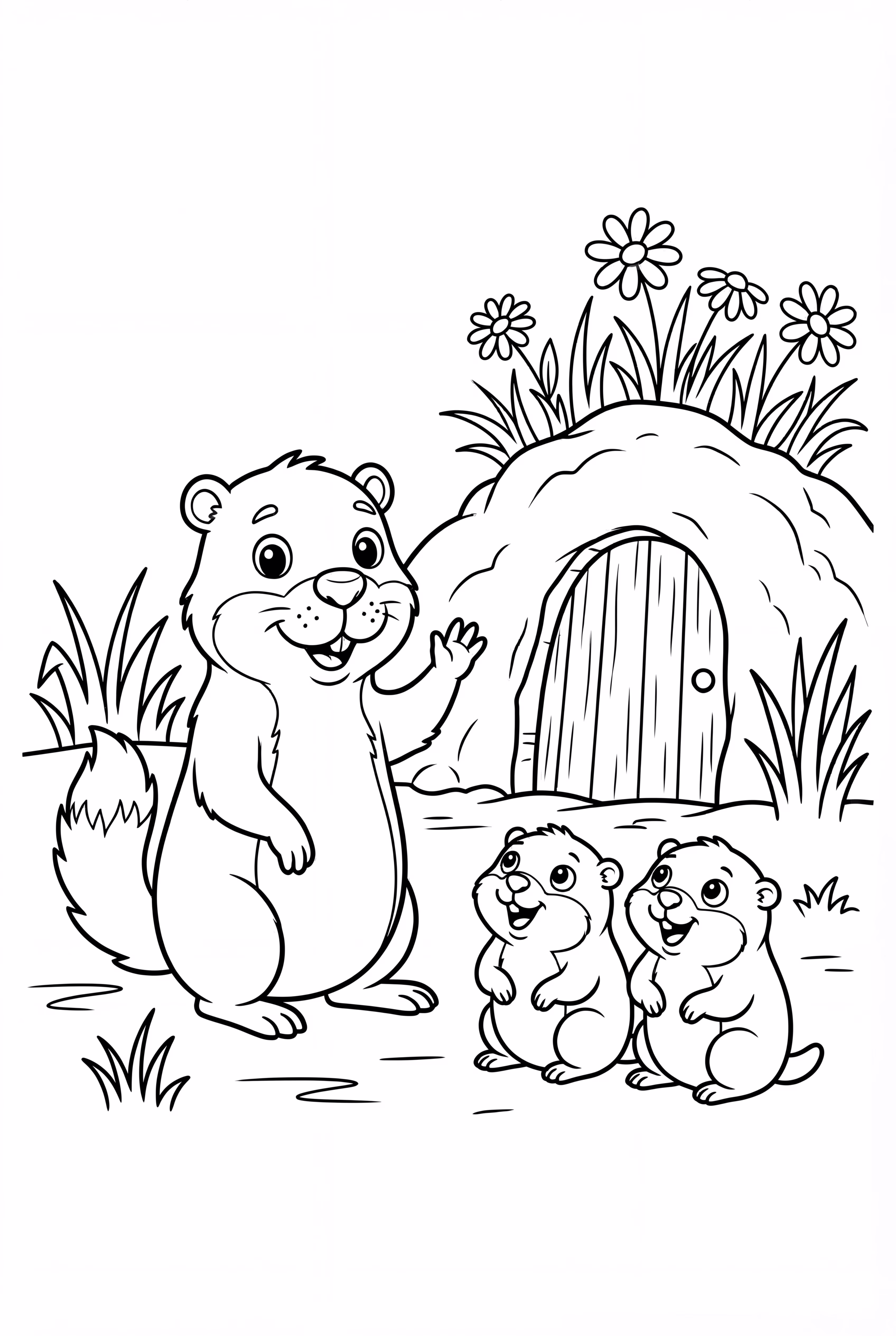 Ground Hog Meeting Friends on Groundhogs Day