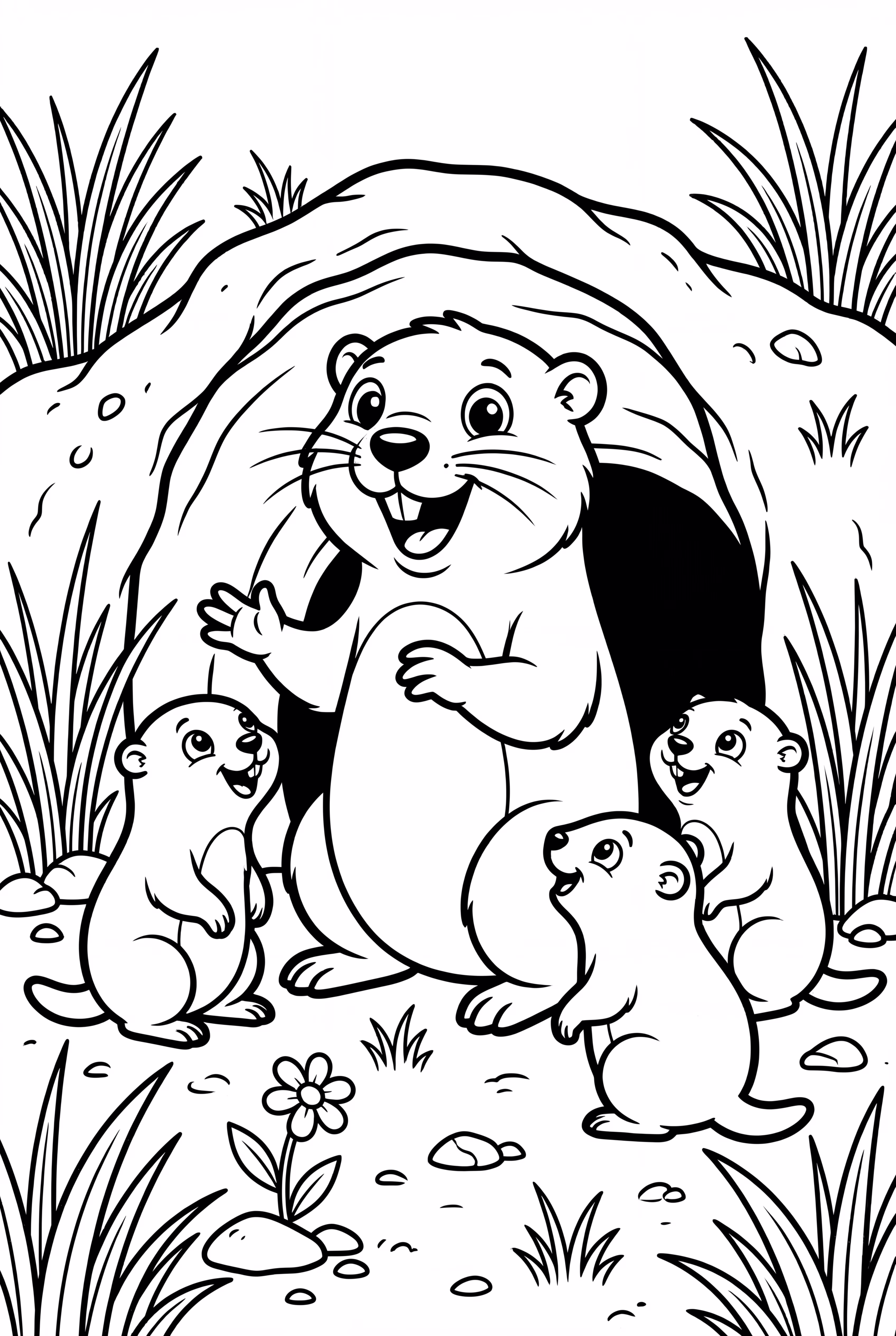 Ground Hog Meeting Friends on Groundhogs Day