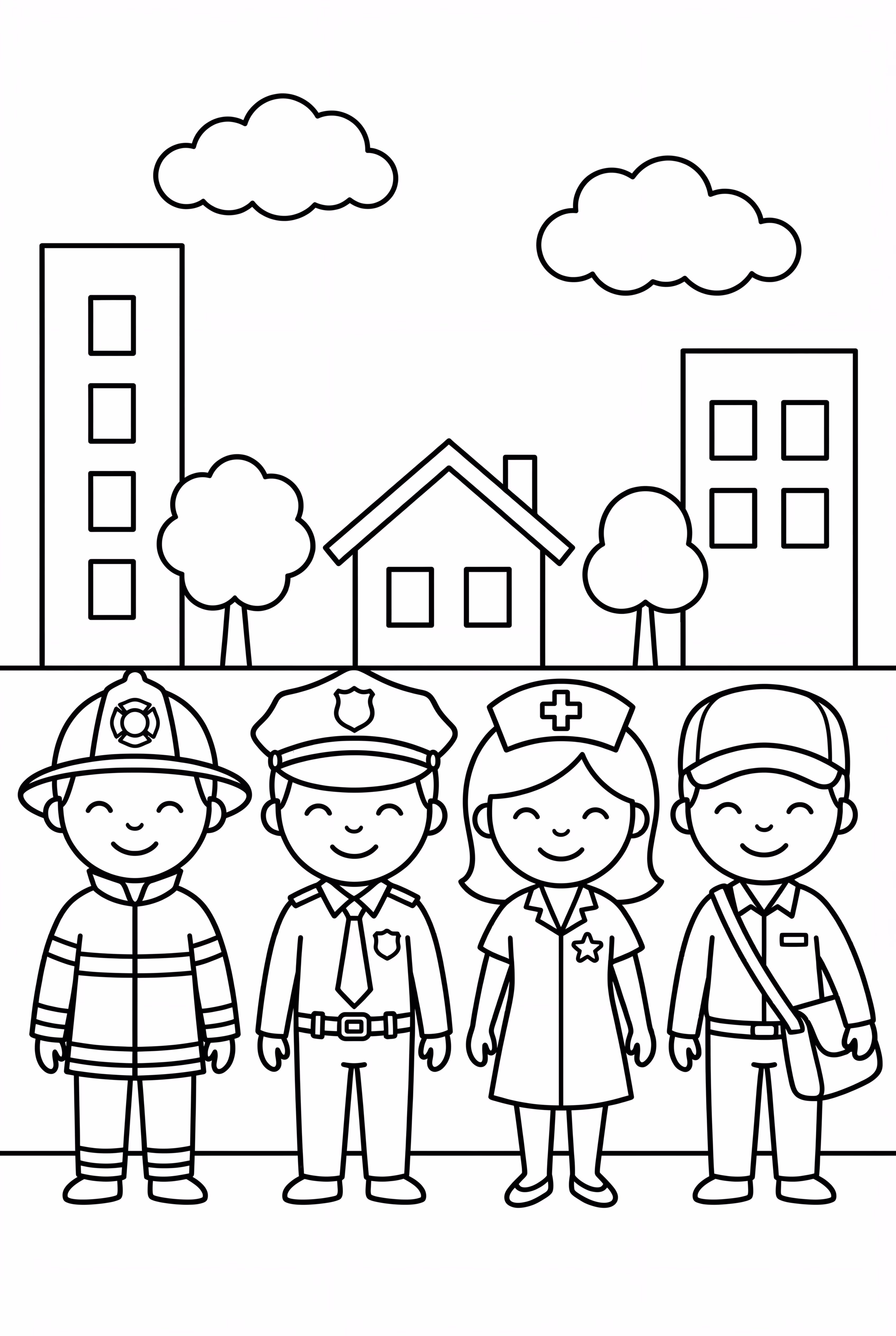 Gruppe lächelnder Gemeindehelfer