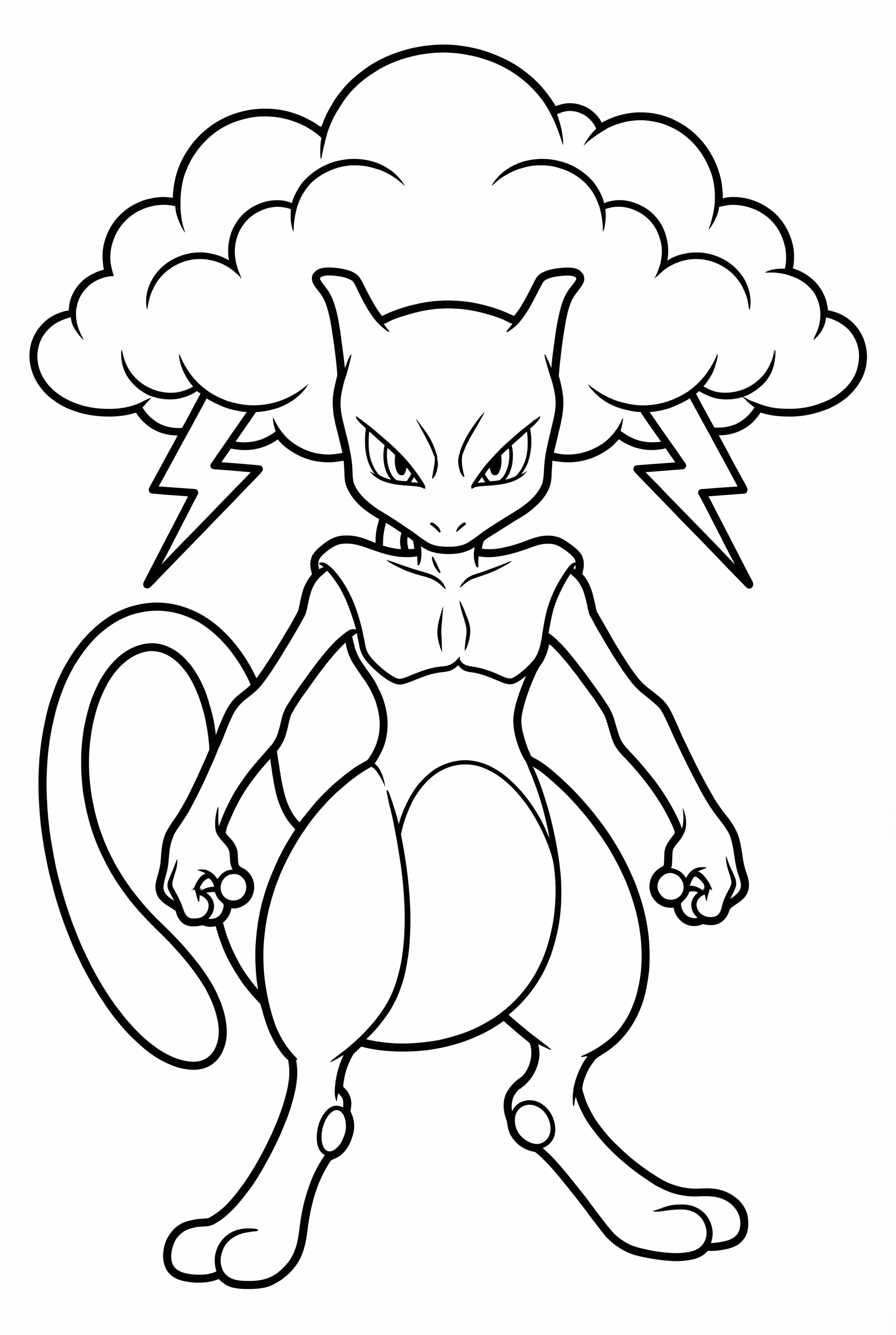 Grumpy Mewtwo With A Thunder Cloud