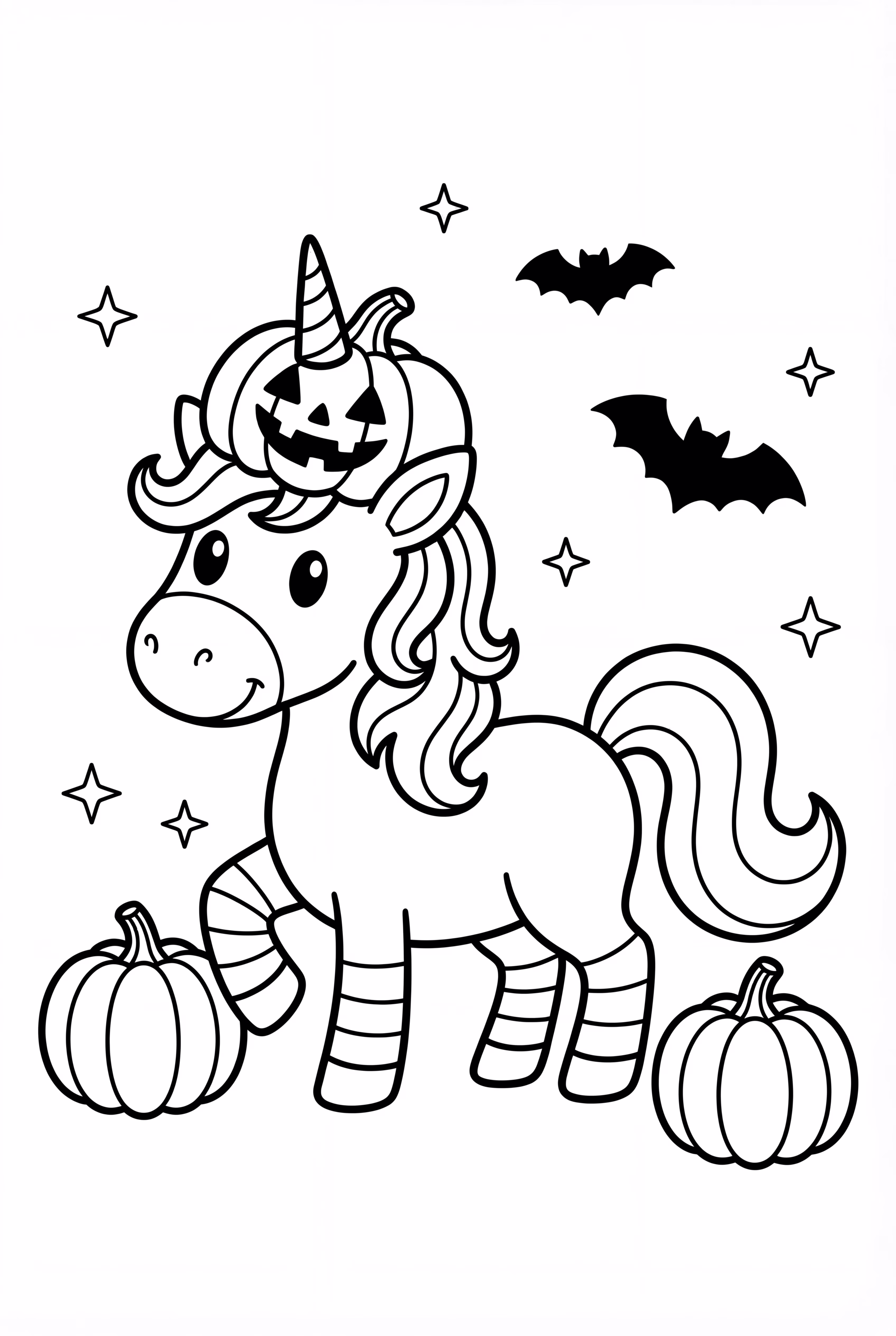 Halloween Unicorn With Pumpkin Horn